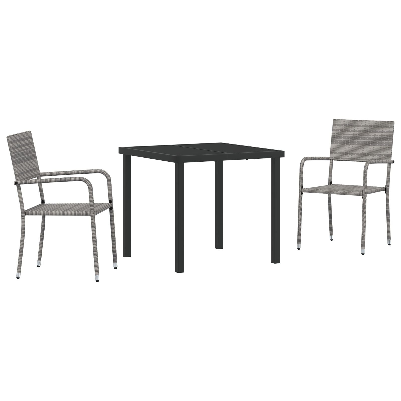Hage Spisegruppe 3 pcs Grå Poly rattan