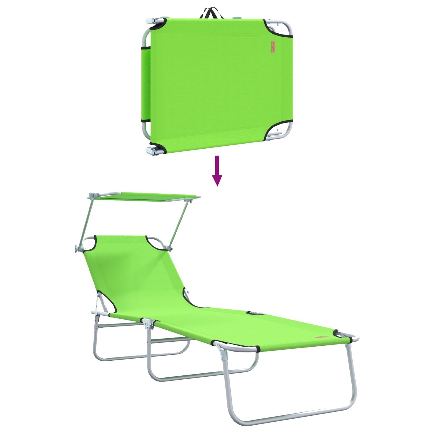 Solstol 2 pcs grønn 58 x 188 x 77cm Polyester