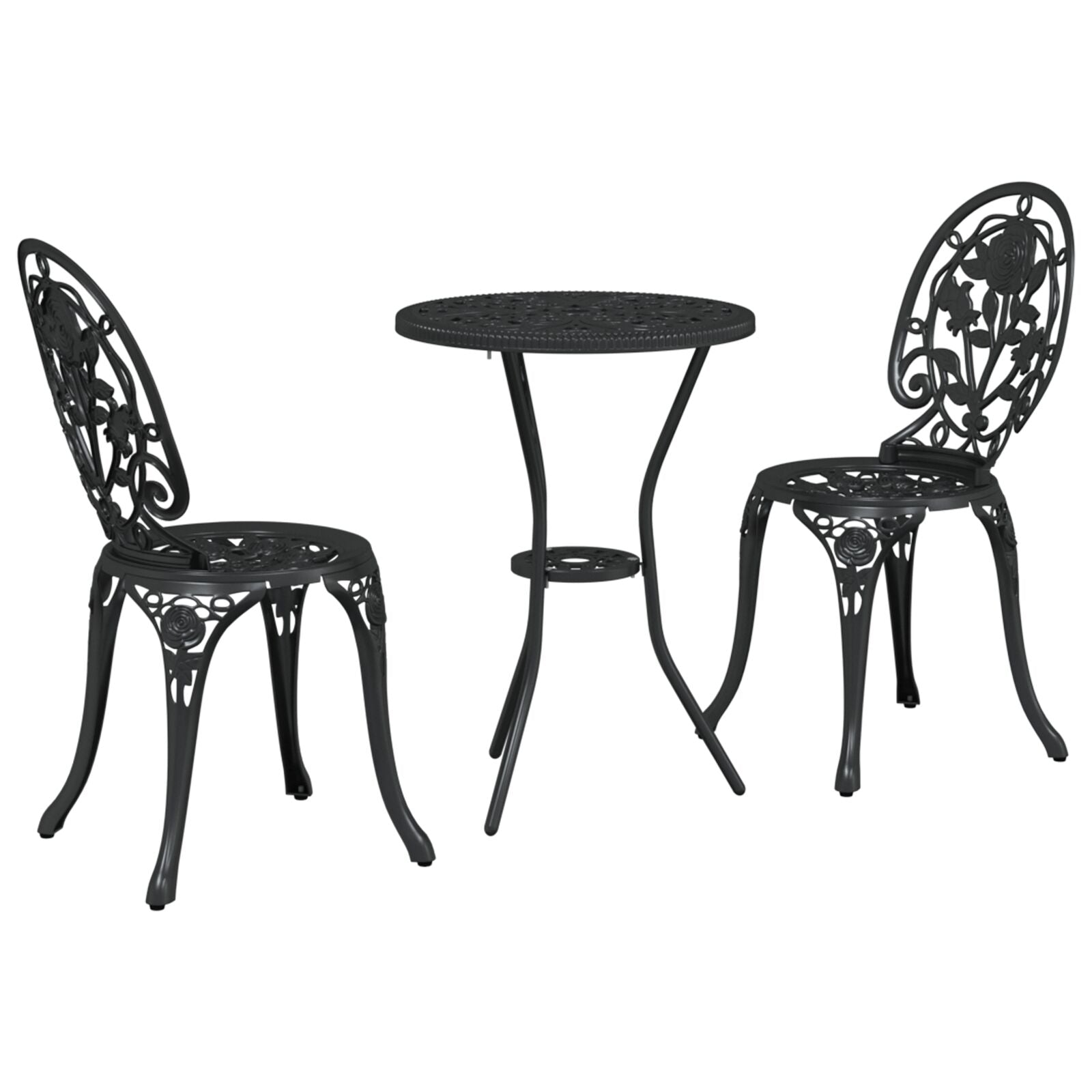 Hage Bistro Sett 3 pcs Svart Aluminium