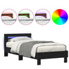 Sengramme med LED-lamper Svart Eik 90x200 cm Laget av ingenert tre
