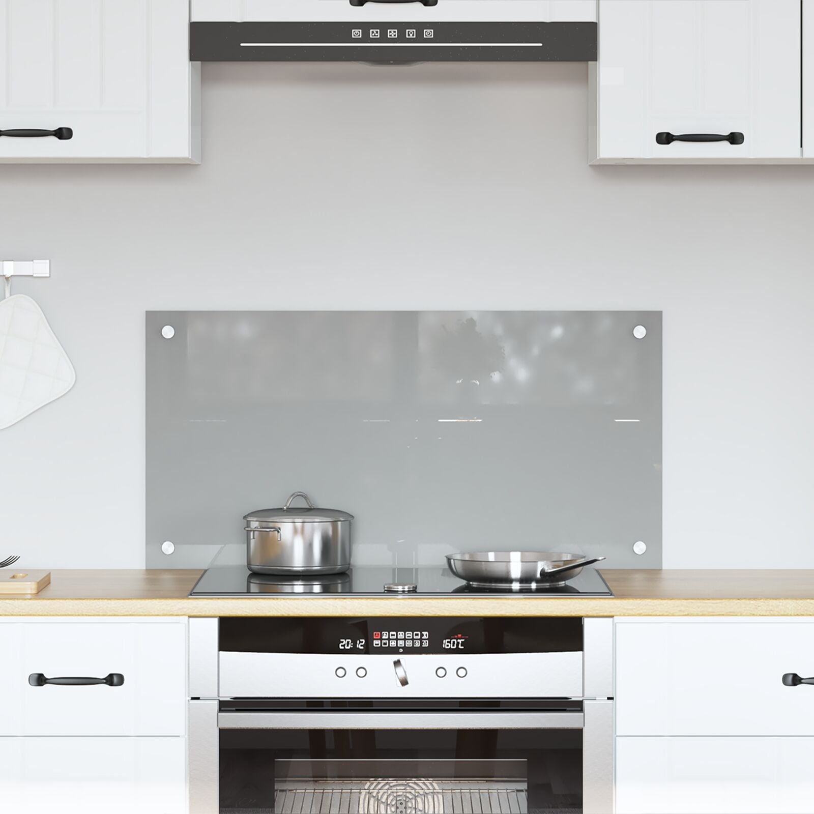 Kjøkken Backsplash Lys Grå 80x40x0,6 cm Herdet Glass