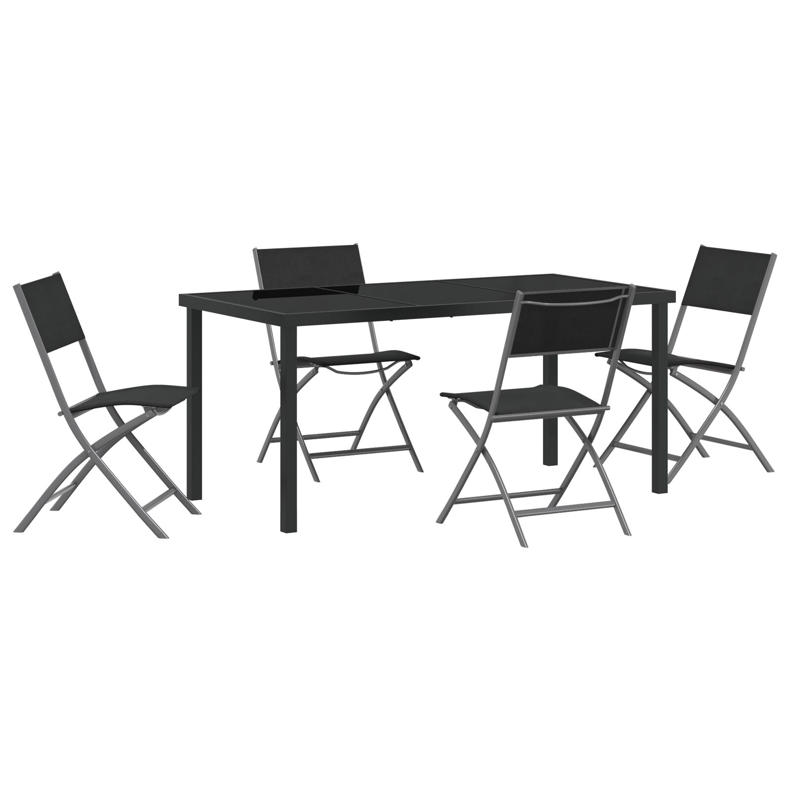 Hage Spisegruppe 5 pcs Svart Textilene og stål