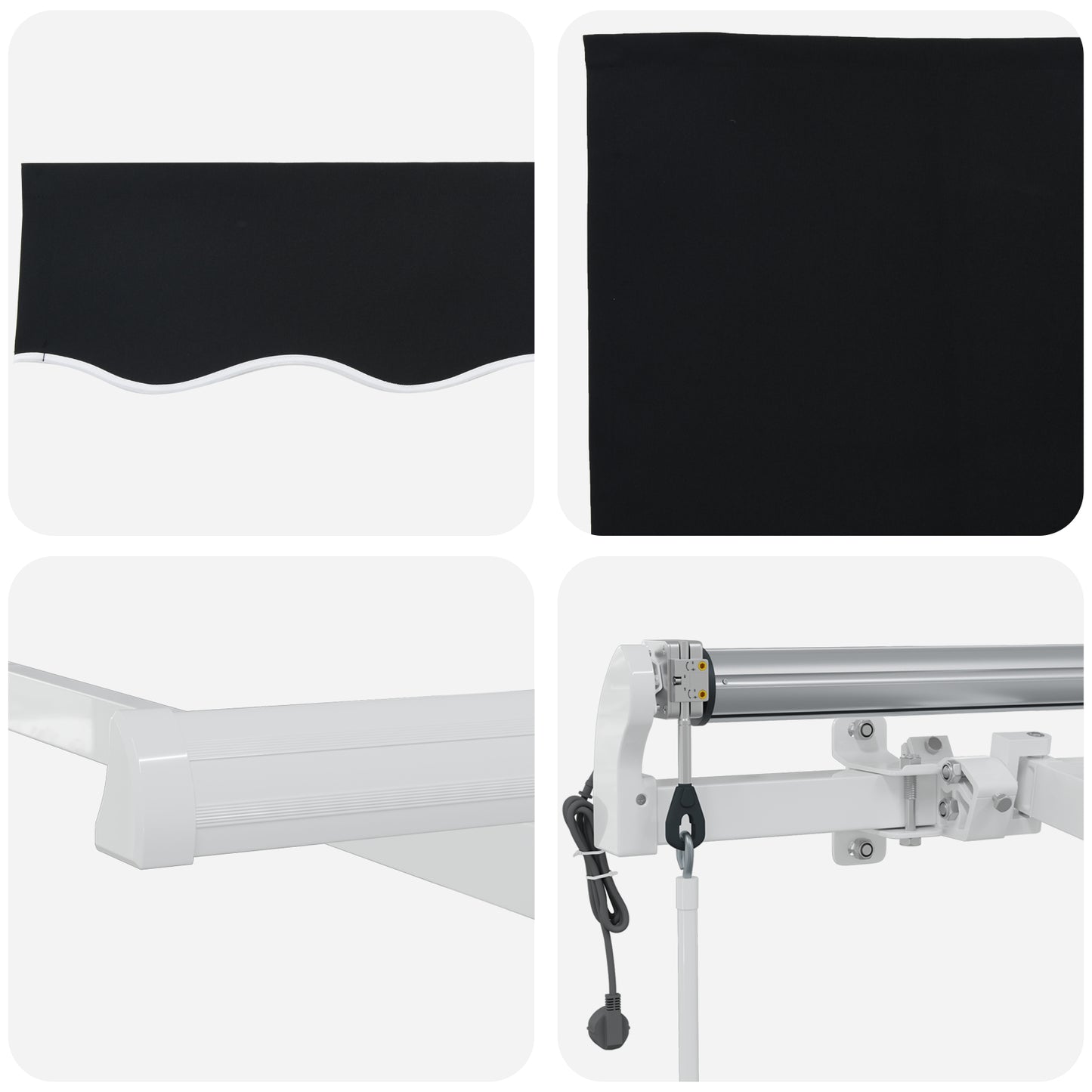 Uttrekkbar markise Svart 300 x 250 cm Stoff og Aluminium