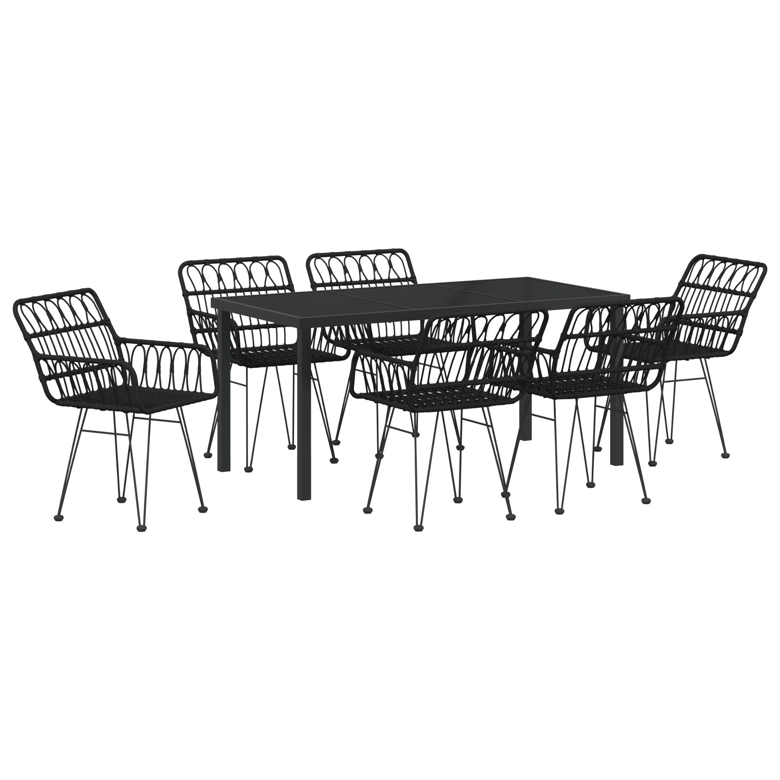 Hage Spisegruppe 7 pcs Svart Poly rattan