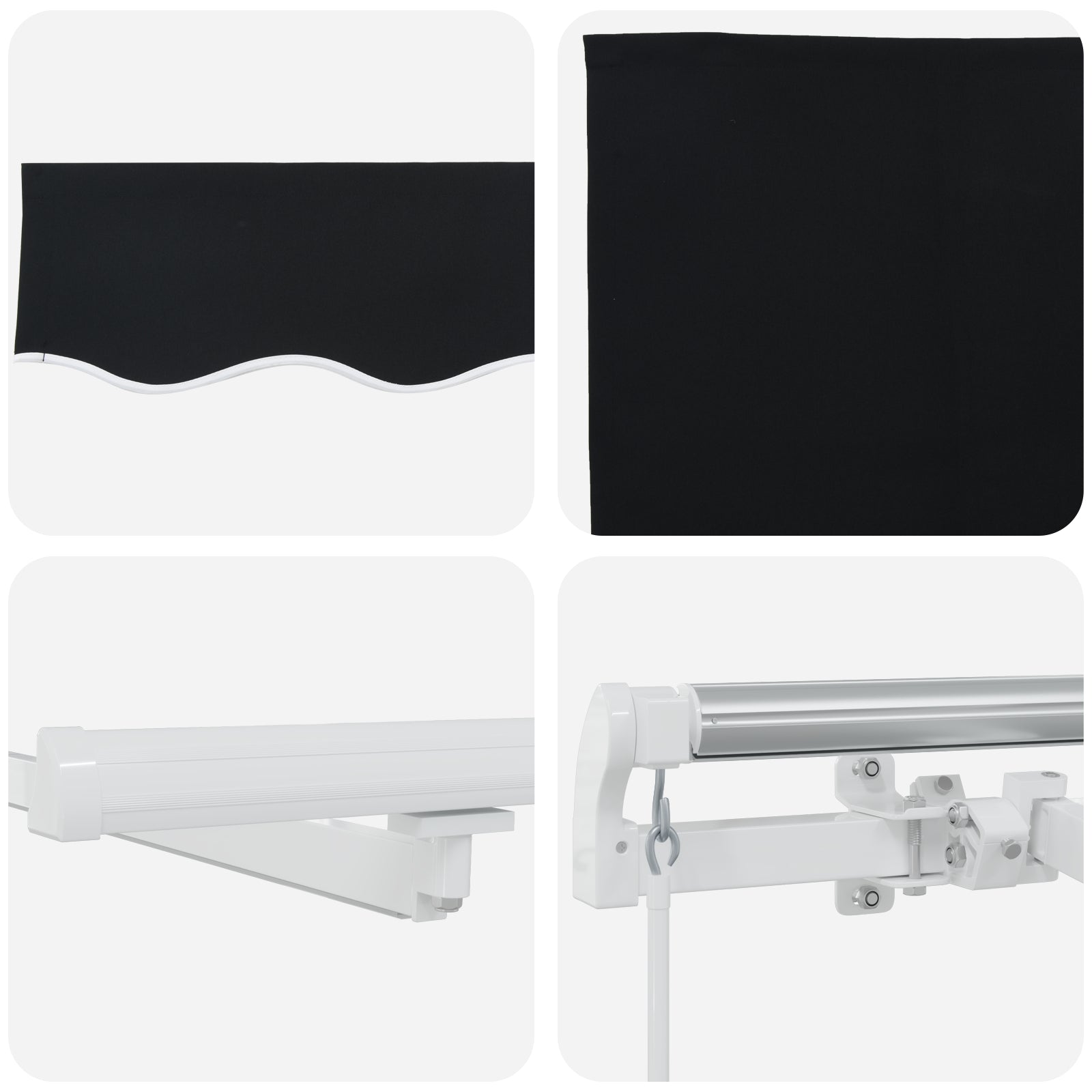 Innvendbar Markise med Svart 300 x 250 cm stoff