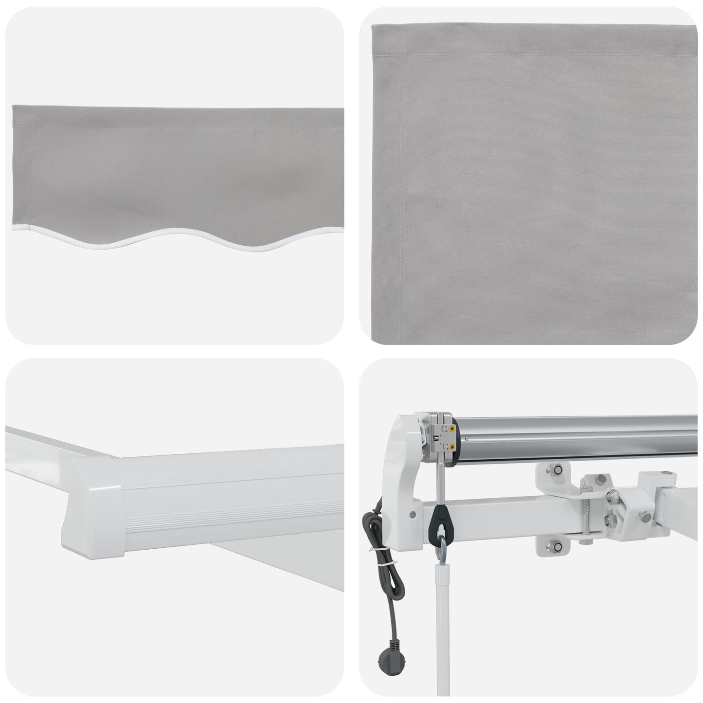 Uttrekkbar markise Lysegrå 300 x 250 cm Stoff og Aluminium