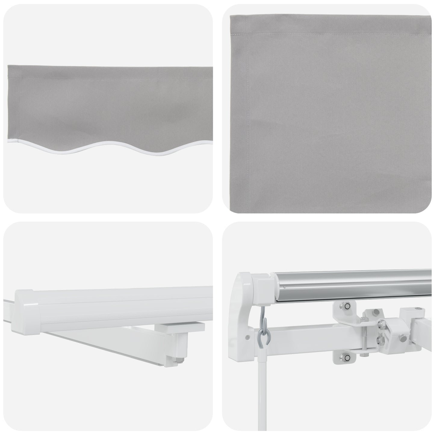 Uttrekkbar markise Lysegrå 300 x 250 cm Stoff og Aluminium