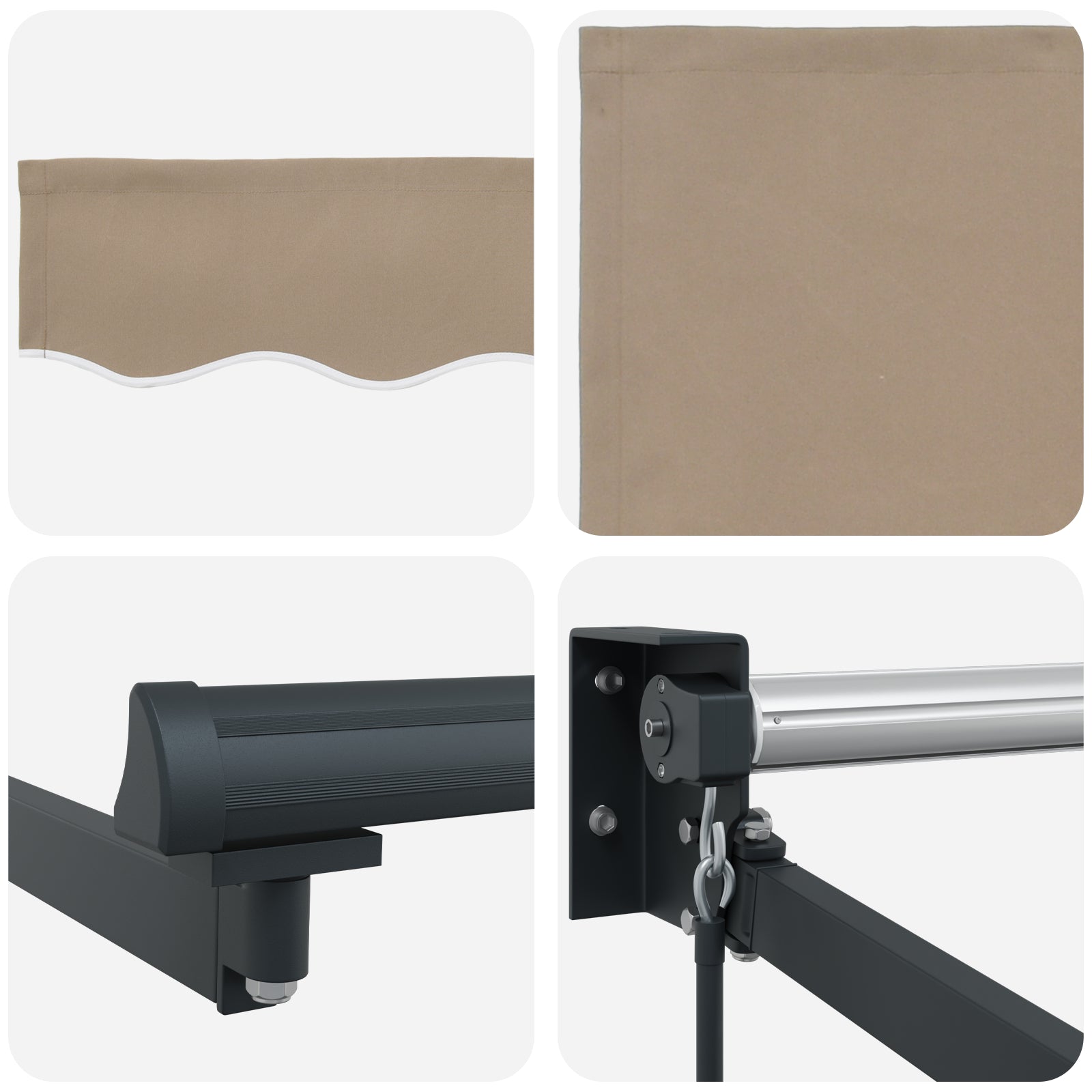 Markise Beige 3 x 2,5 m Polyester og metall