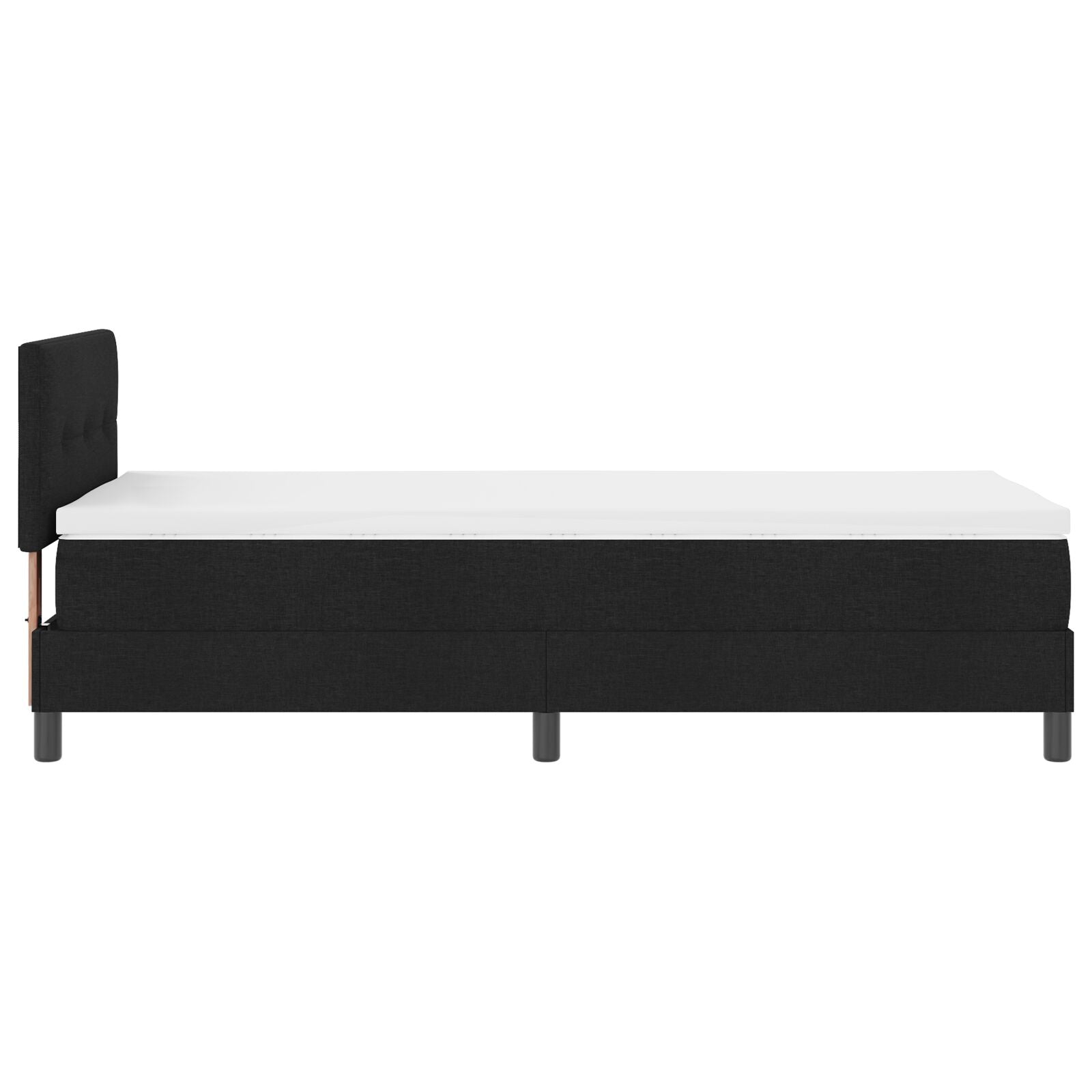 Senge Ramme med Madrass Svart og Hvit Stoff 90 x 200 cm