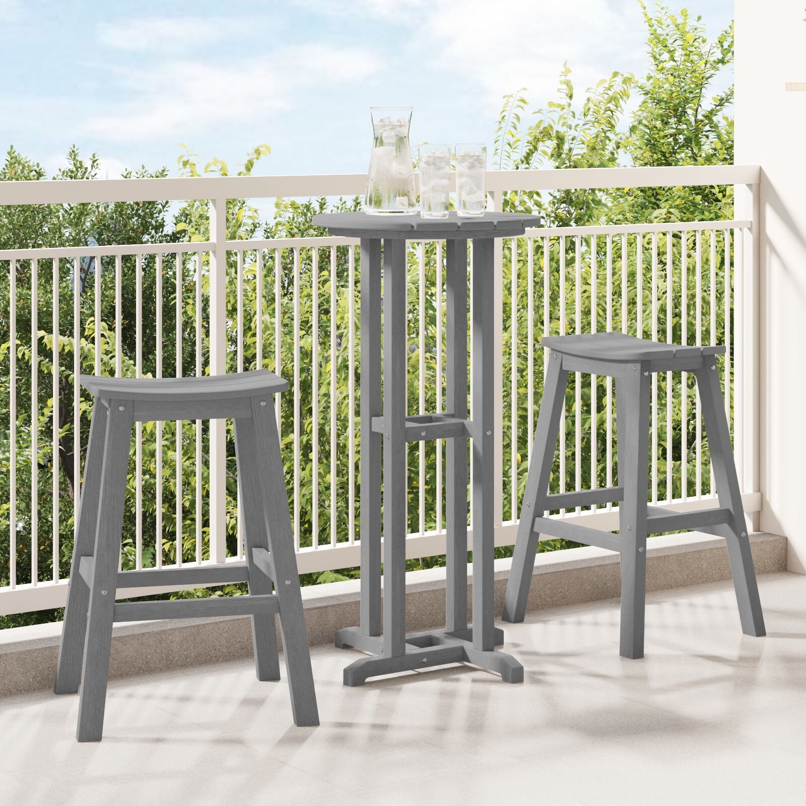 Barstol 2 pcs Lysegrå 52 x 43 x 73.5cm Plast