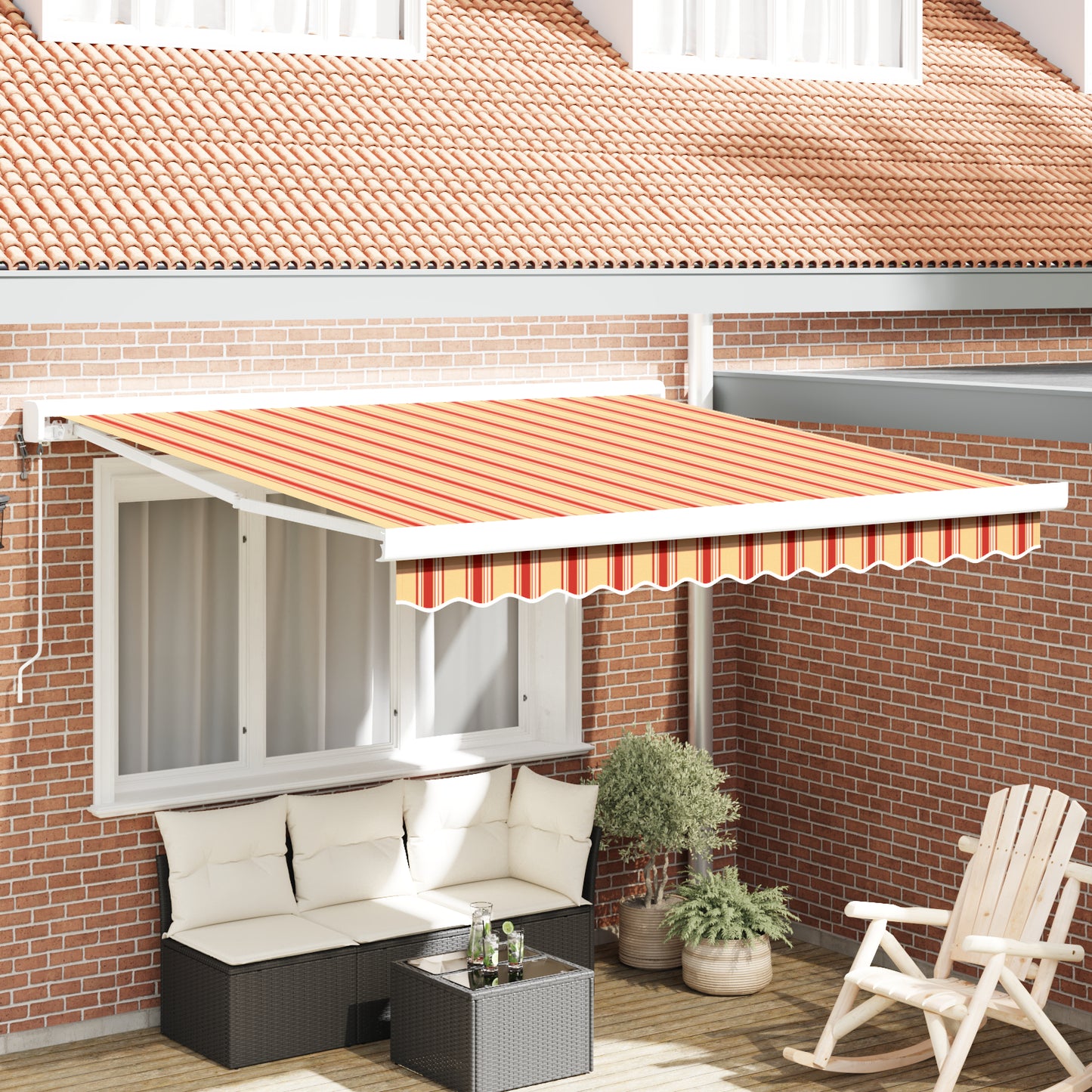 Uttrekkbar markise Gul og oransje 350 x 250 x 165 cm