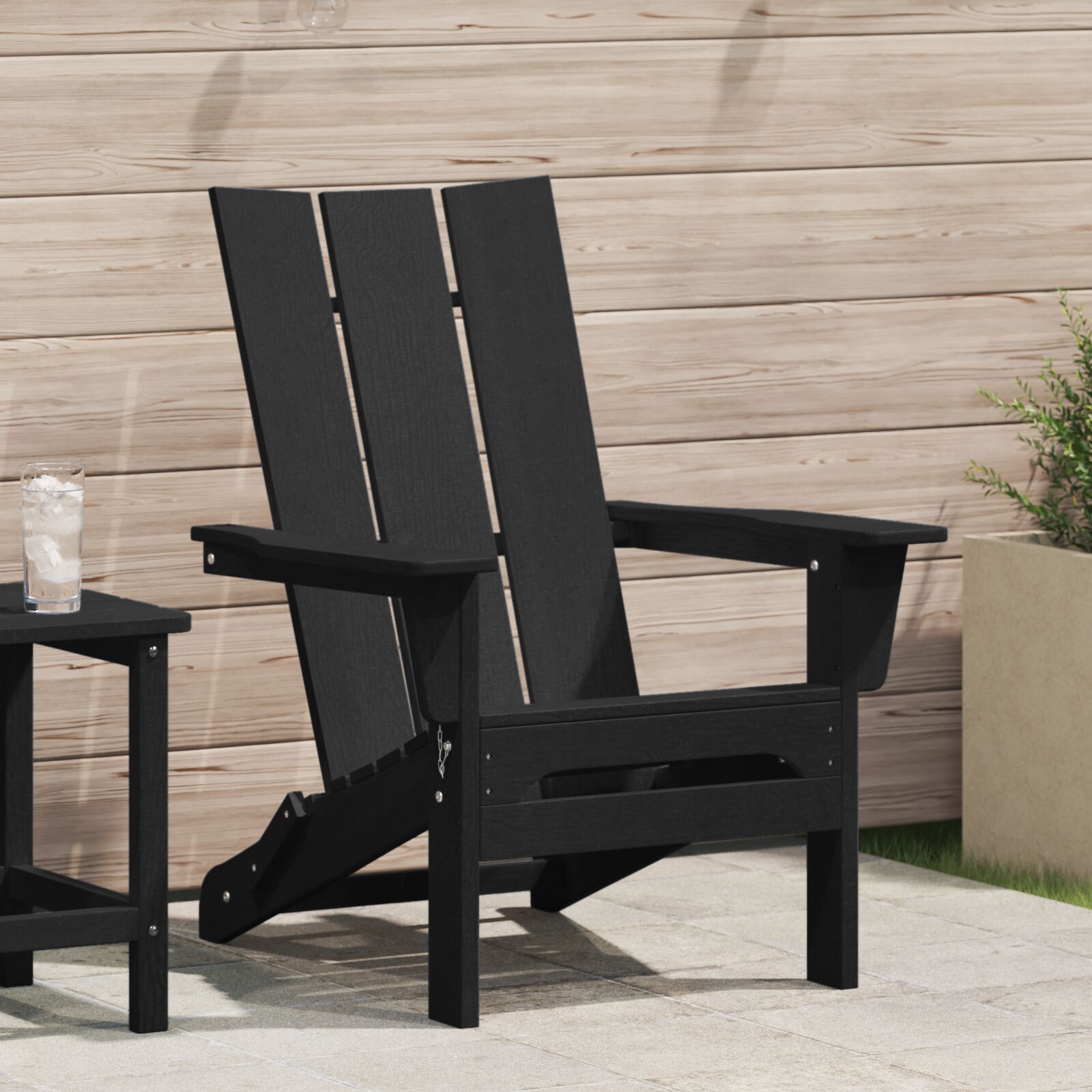 Folding Adirondack Stol Svart 74.5 x 80.5 x 90cm Plast