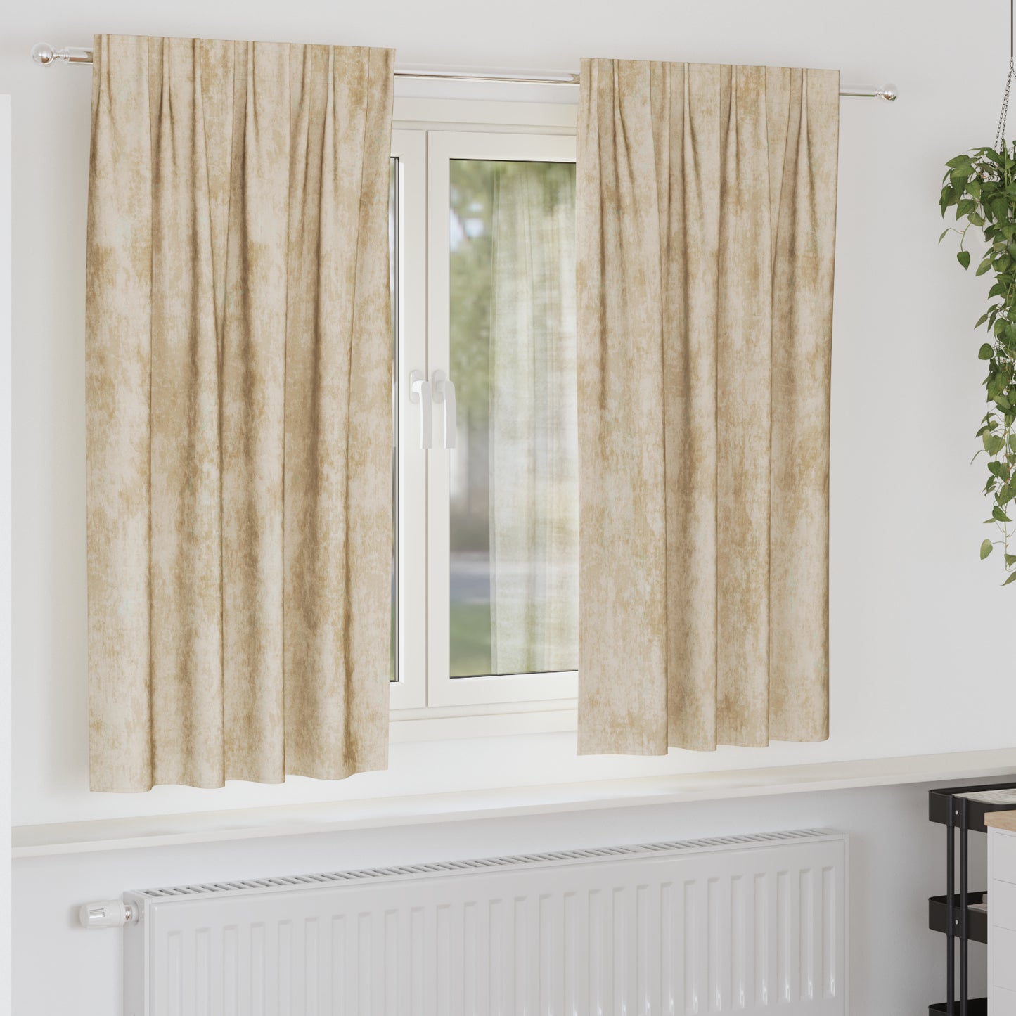 Fløyel Gardiner med gardiner 2 pcs Krem 175 x 140 cm Fløyel