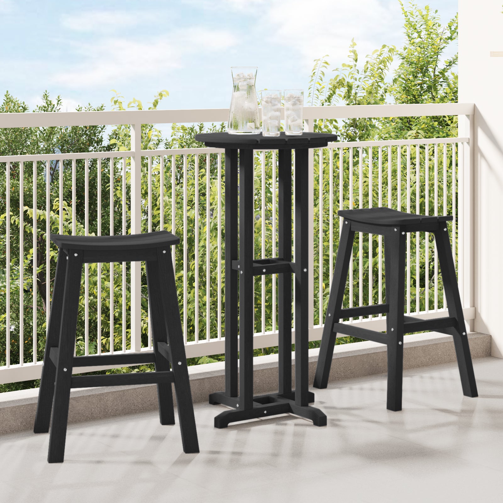 Barstol 2 pcs Svart 52 x 43 x 73.5cm Plast