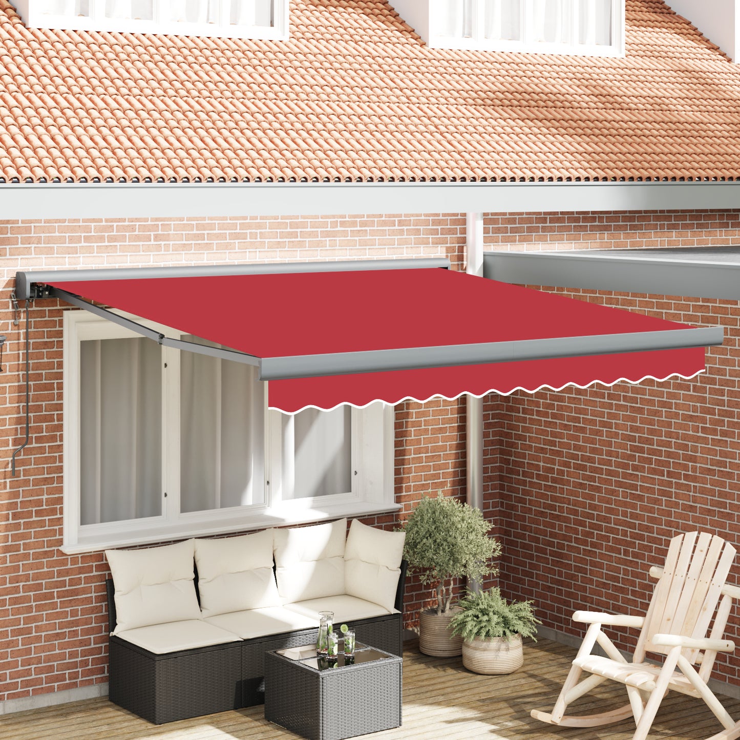 Uttrekkbar markise Rød 300 x 250 x 165 cm Stoff og Metall