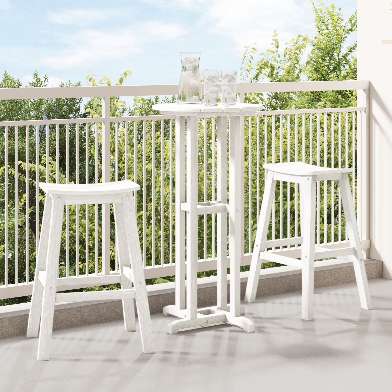 Barstol 2 pcs Hvit 52 x 43 x 73.5cm Plast