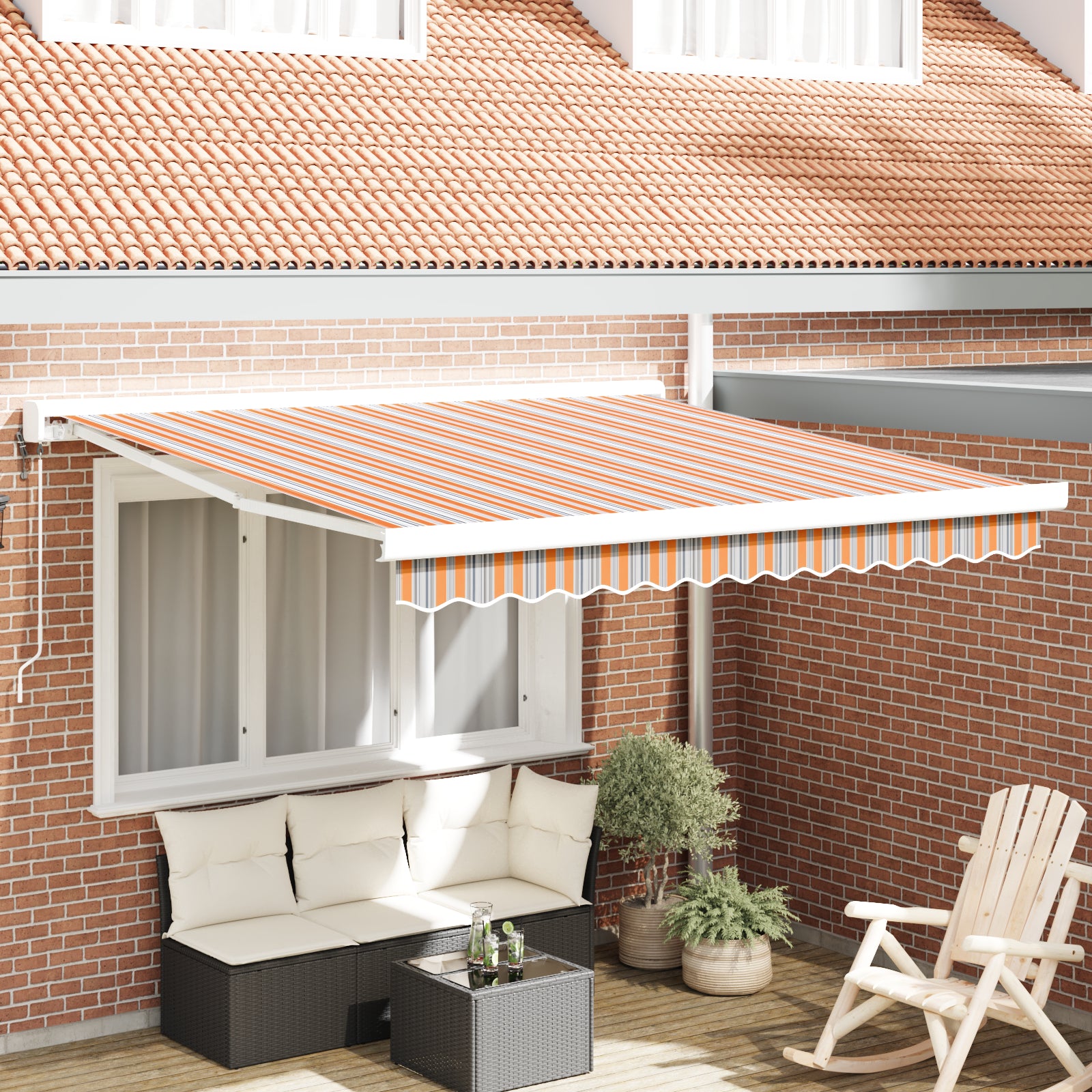 Innvendbar Markise Flerfarget 350 x 250 cm Stoff, Metall