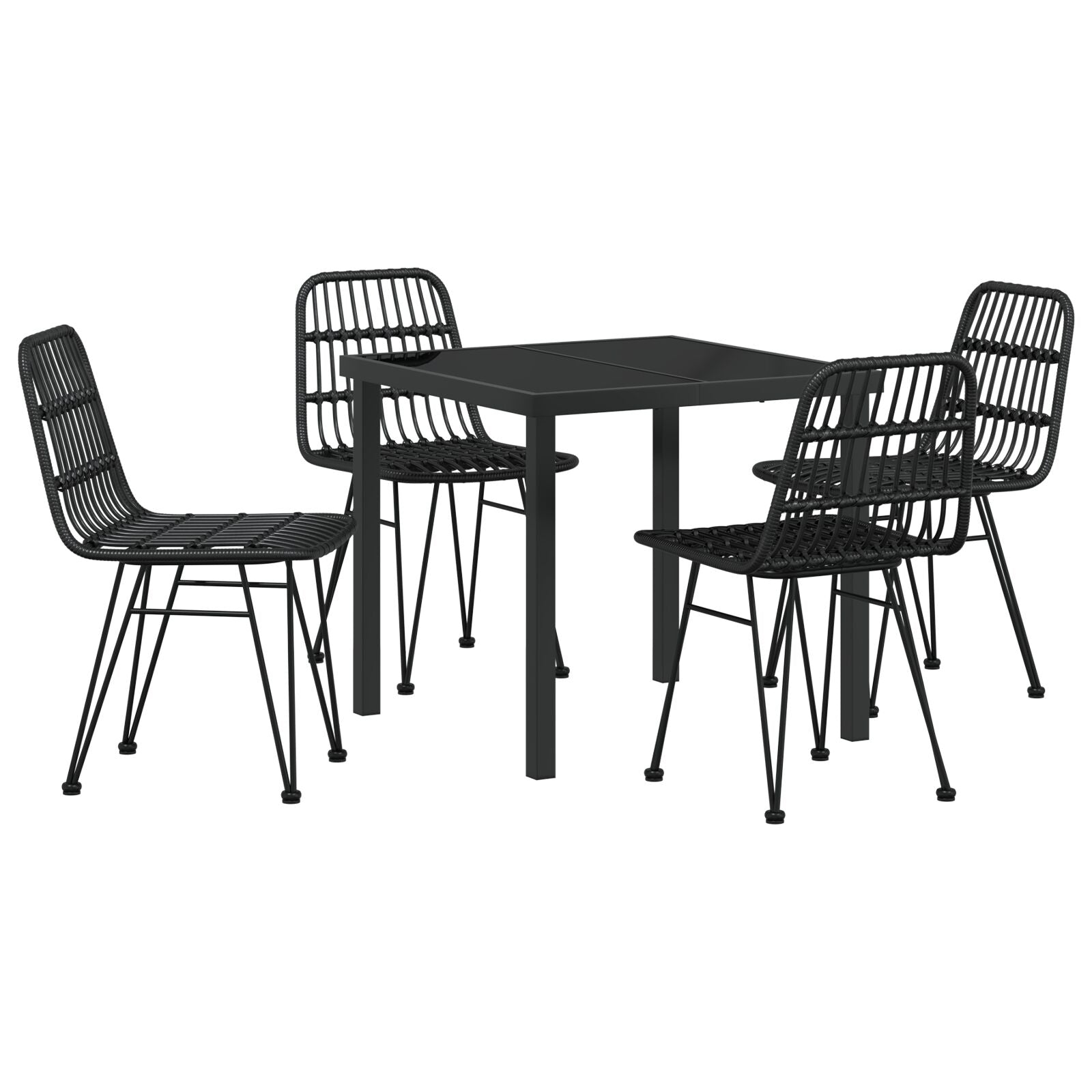 Hage Spisegruppe 5 pcs Svart Poly rattan
