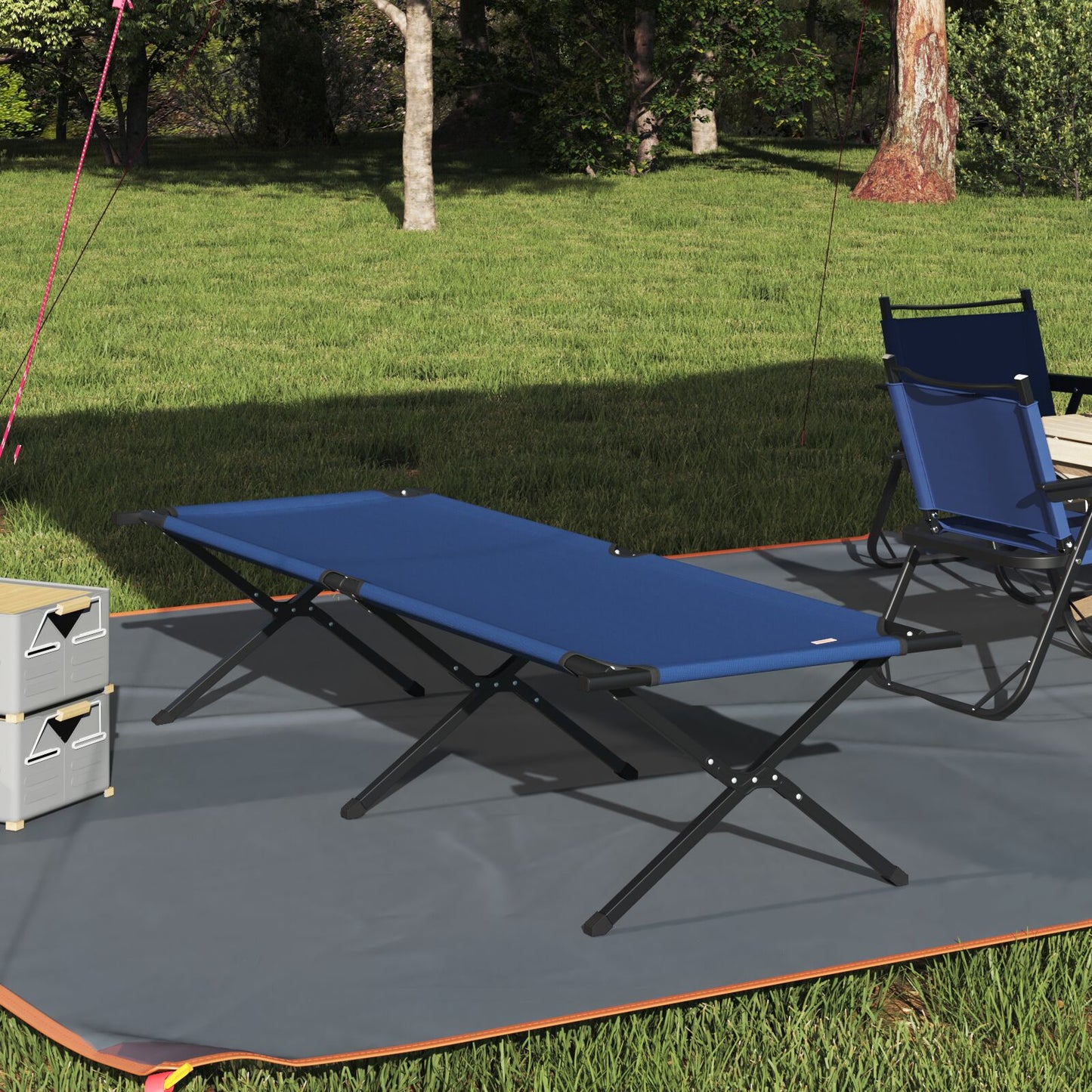 Sammenleggbar camping seng Blå 210 x 80 x 46 cm Oxford-stoff