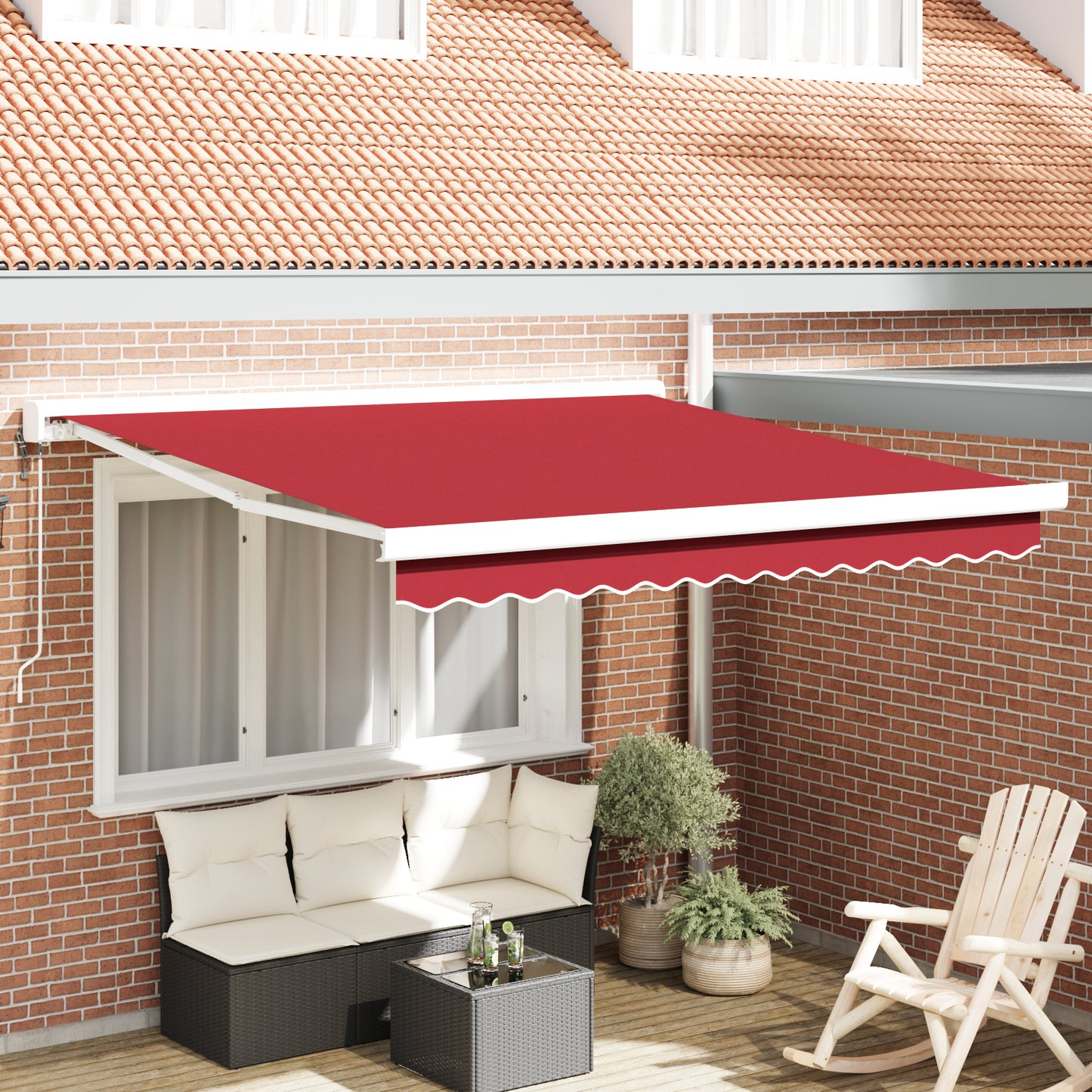 Uttrekkbar markise Rød 300 x 250 cm Stoff og Metall