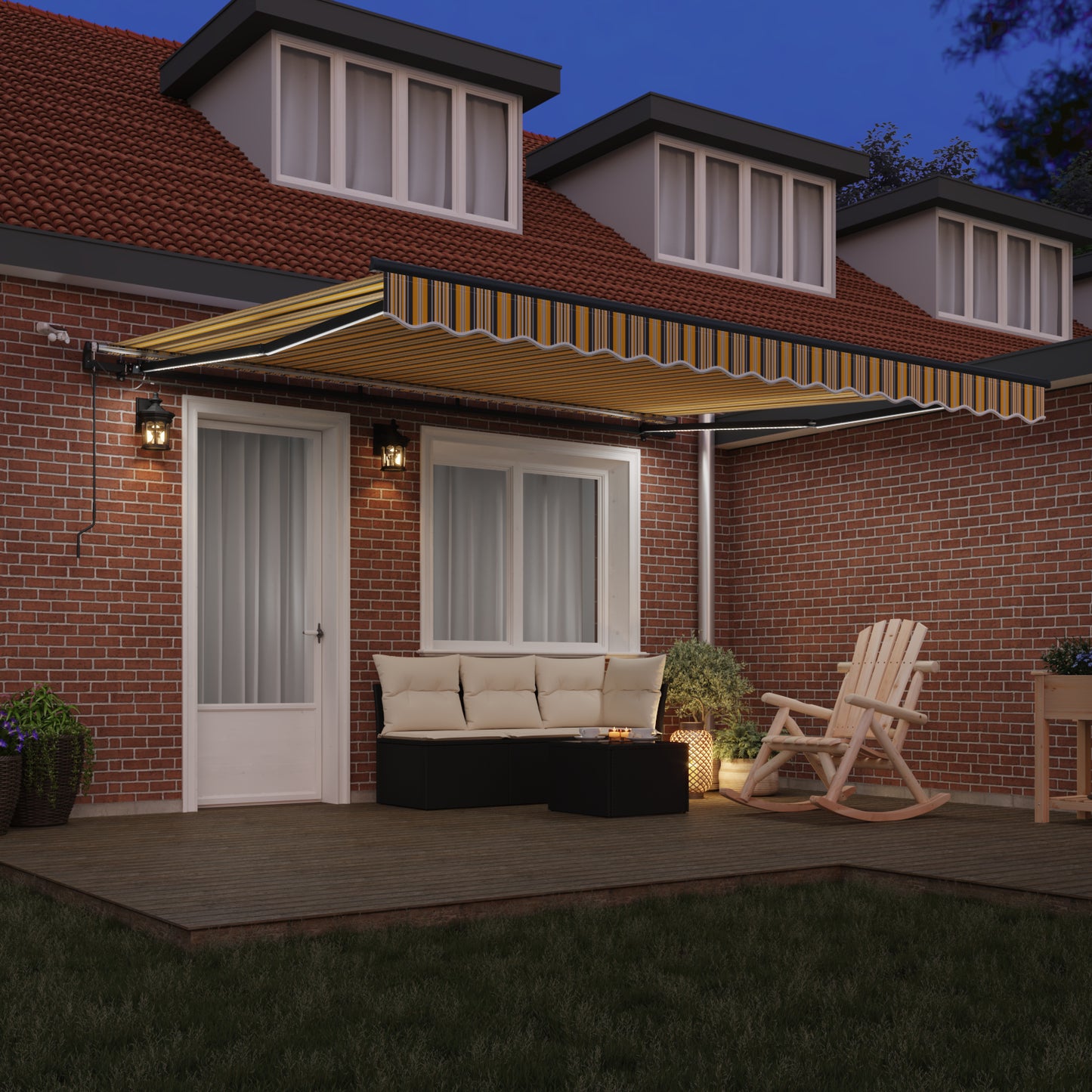 Uttrekkbar markise Flerfarget 400 × 300 cm Polyester