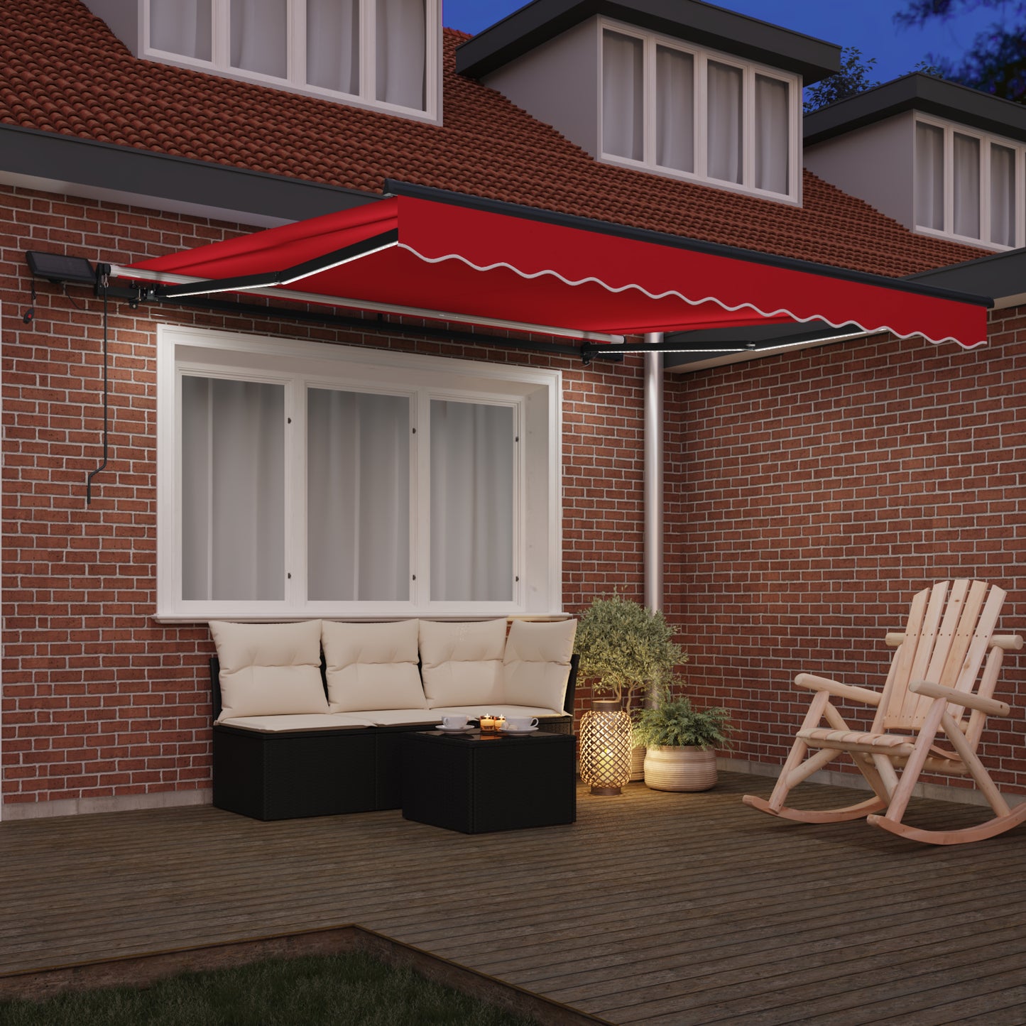 Uttrekkbar markise Rød 350 x 250 cm Stoff og Aluminium