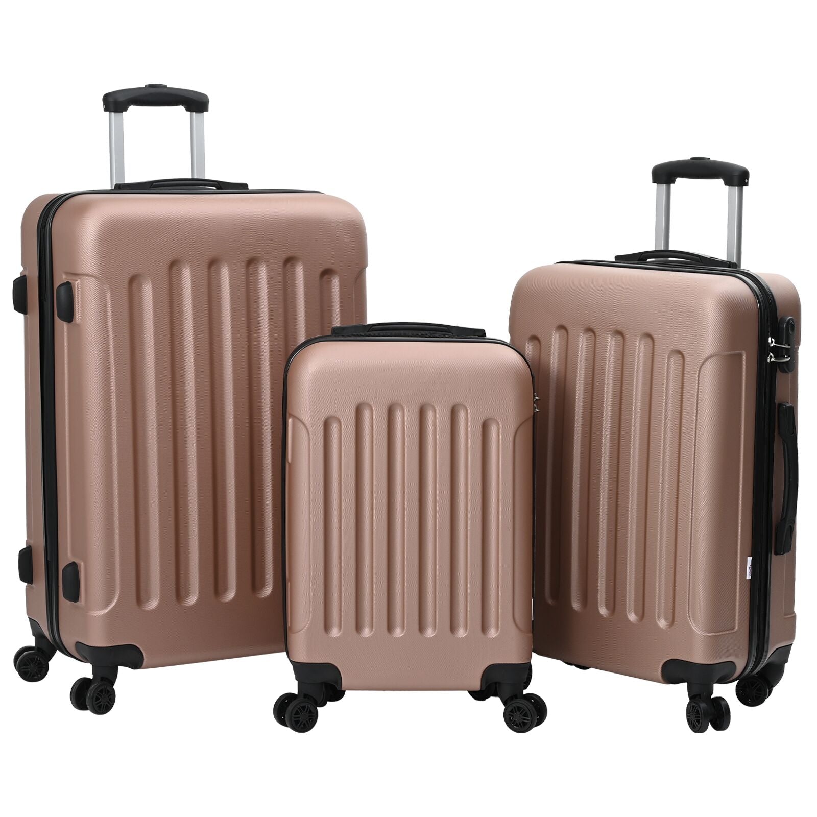 Koffertsett 3 pcs rosegull 50 x 31 x 78 cm ABS-plast, stål