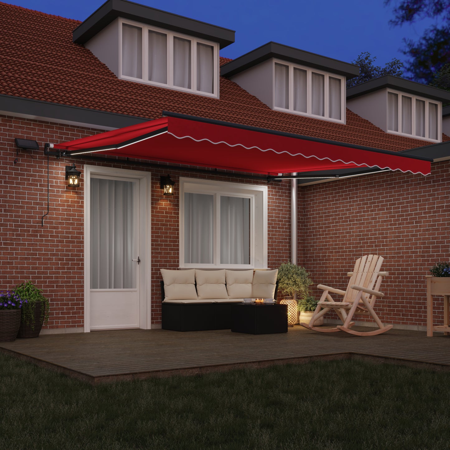 Uttrekkbar markise Rød 400 × 300 cm Stoff og Aluminium