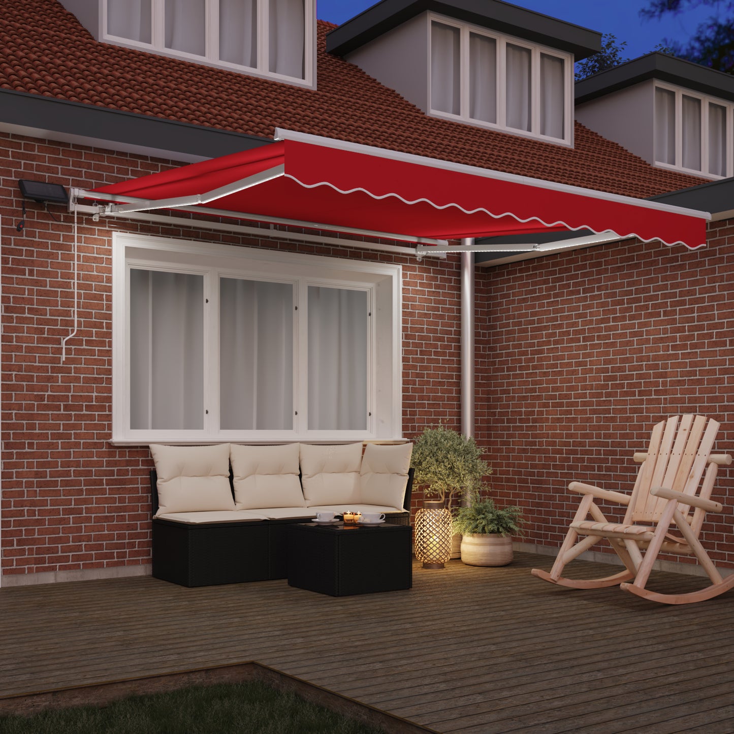 Uttrekkbar markise Rød 300 x 250 cm Stoff og Aluminium