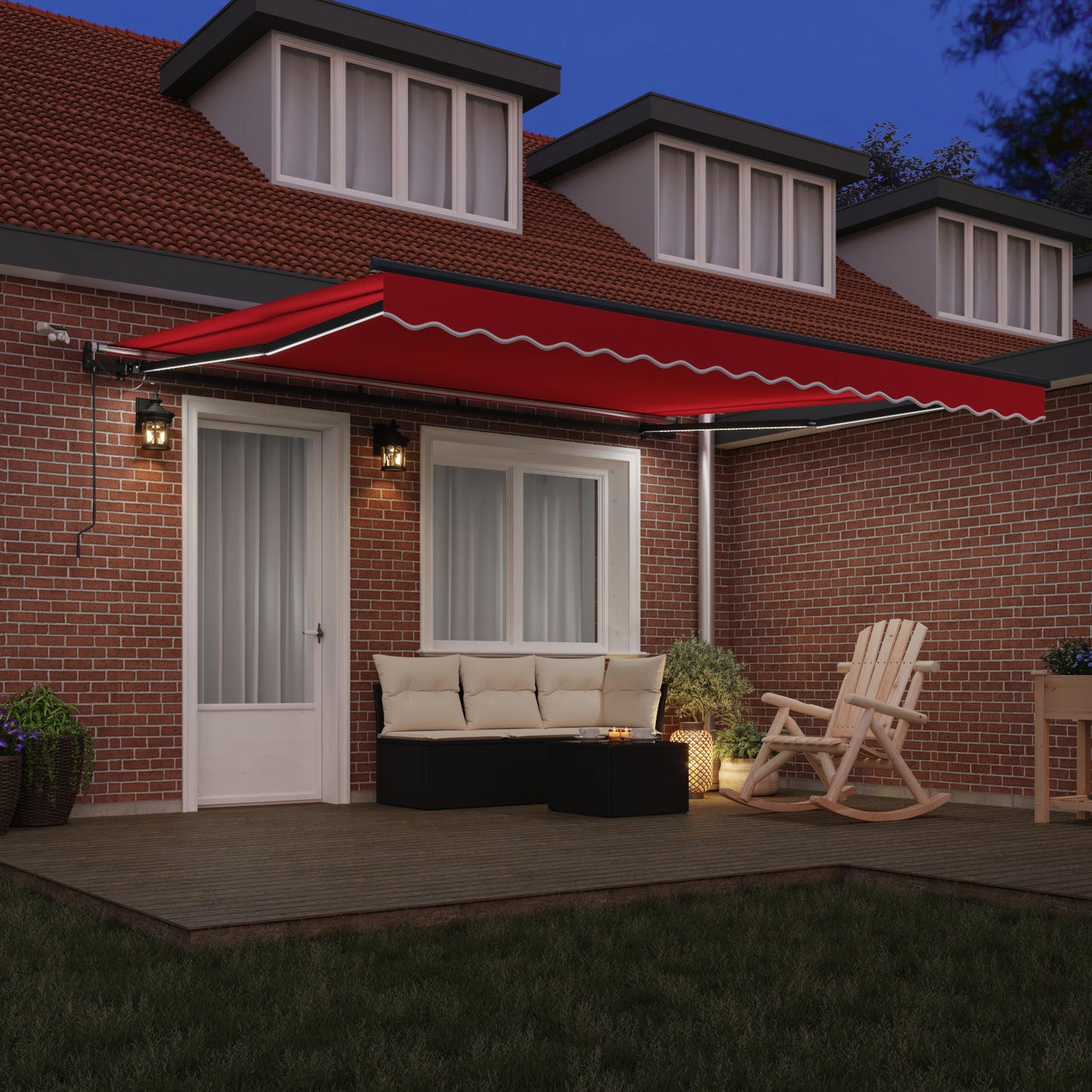 Uttrekkbar markise Rød 400 × 300 cm Polyester