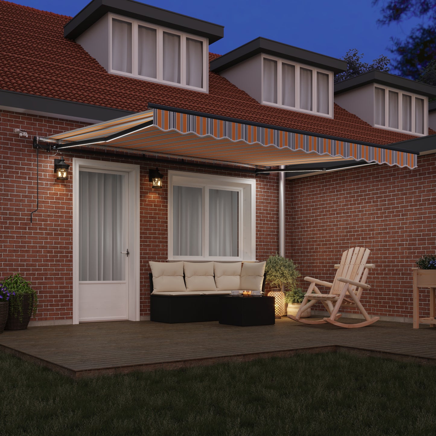 Uttrekkbar markise Flerfarget 400 × 300 cm Polyester