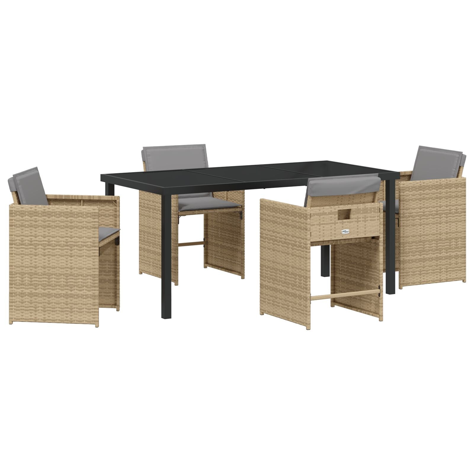 Hage Spisegruppe med pute 5 pcs Beige Poly rattan