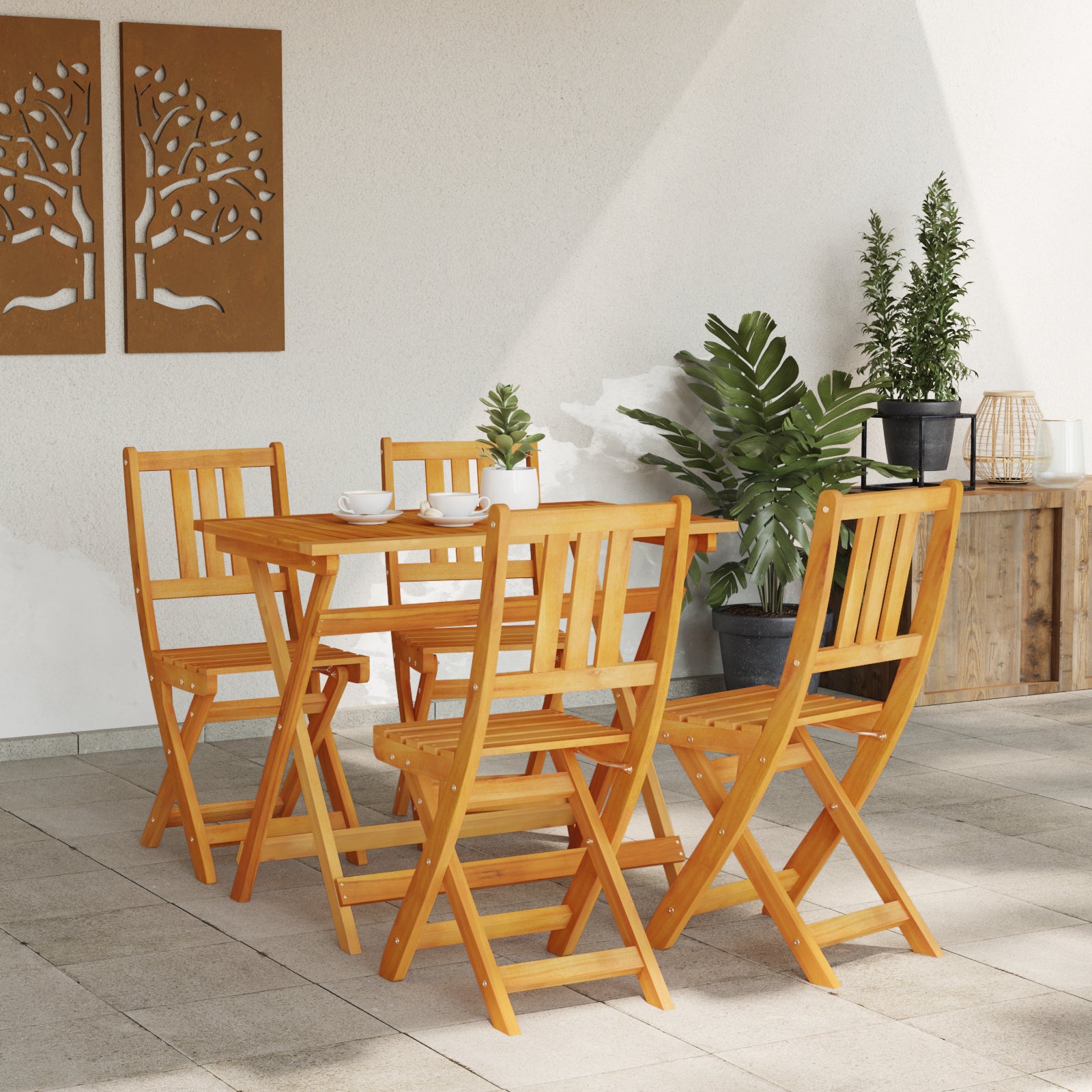Hage Stol 4 pcs Brun 36 x 46 x 86cm Massivt akasietre
