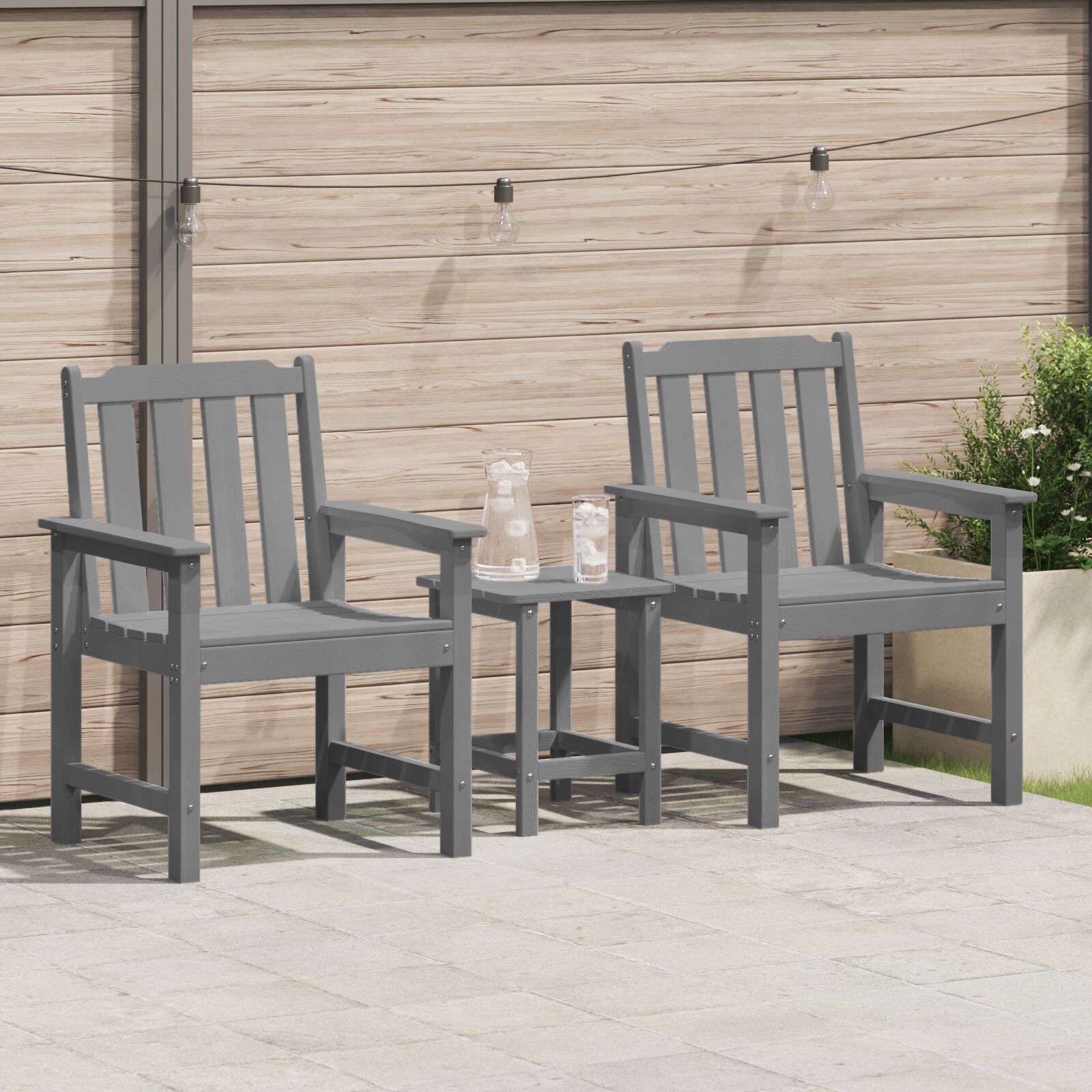 Hage spisestol med pute 2 pcs Lysegrå 65.5 x 59 x 88cm HDPE
