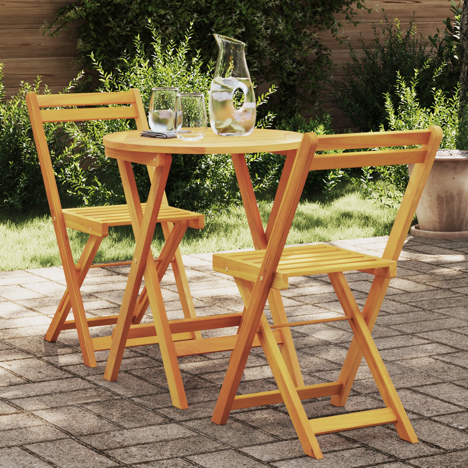 Hage Bistro Sett med pute 3 pcs Brun heltre akasie