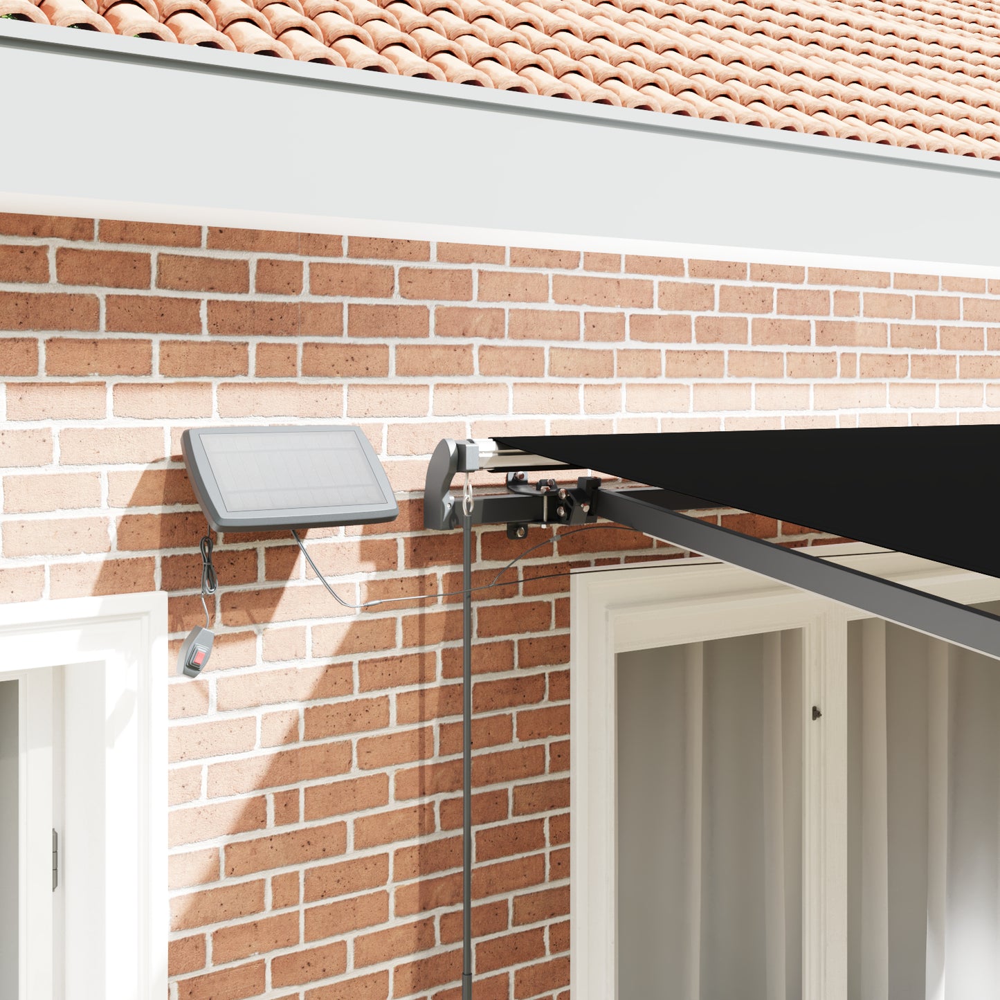 Uttrekkbar markise Svart 350 x 250 cm Stoff og Aluminium