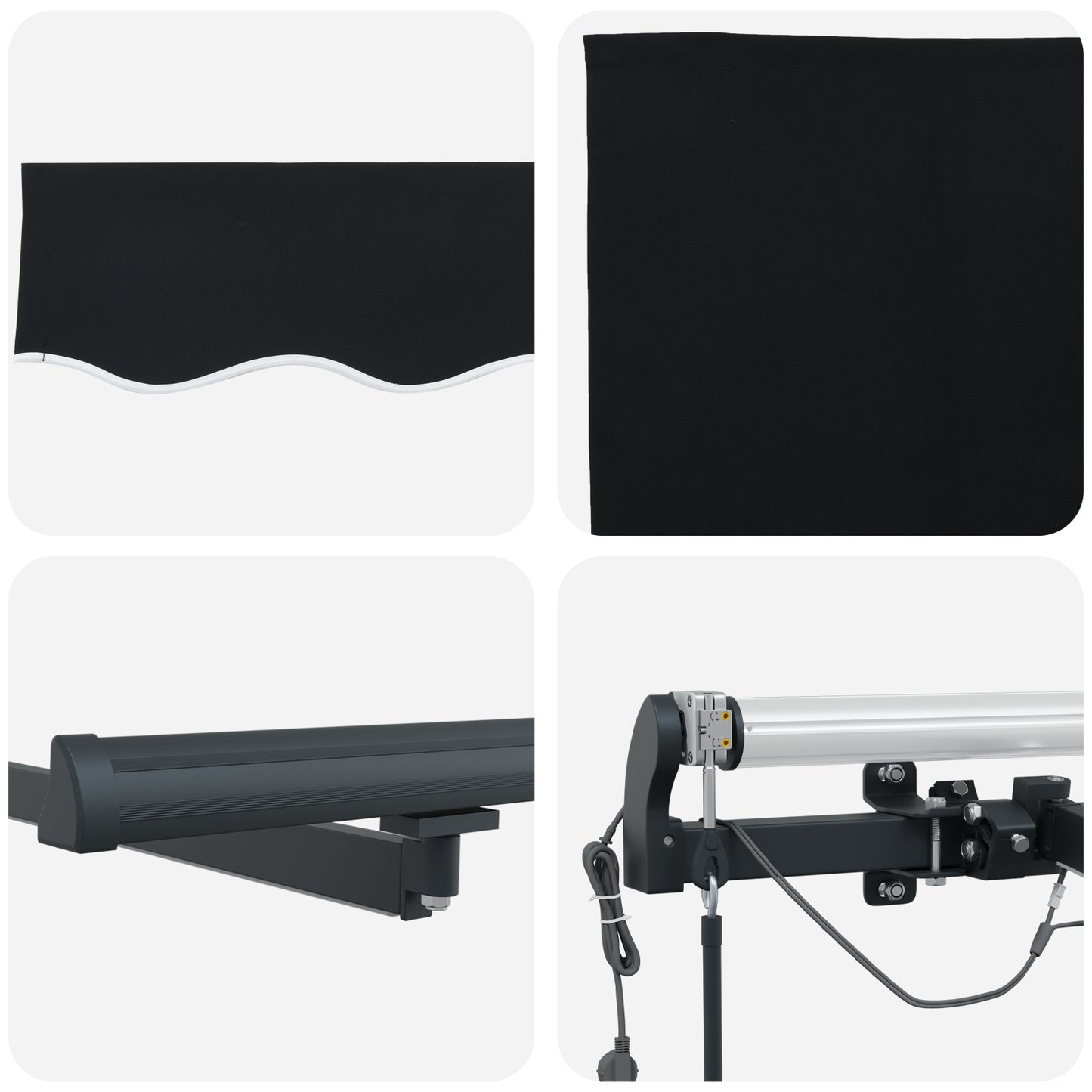 Uttrekkbar markise Svart 400 × 300 cm Polyester