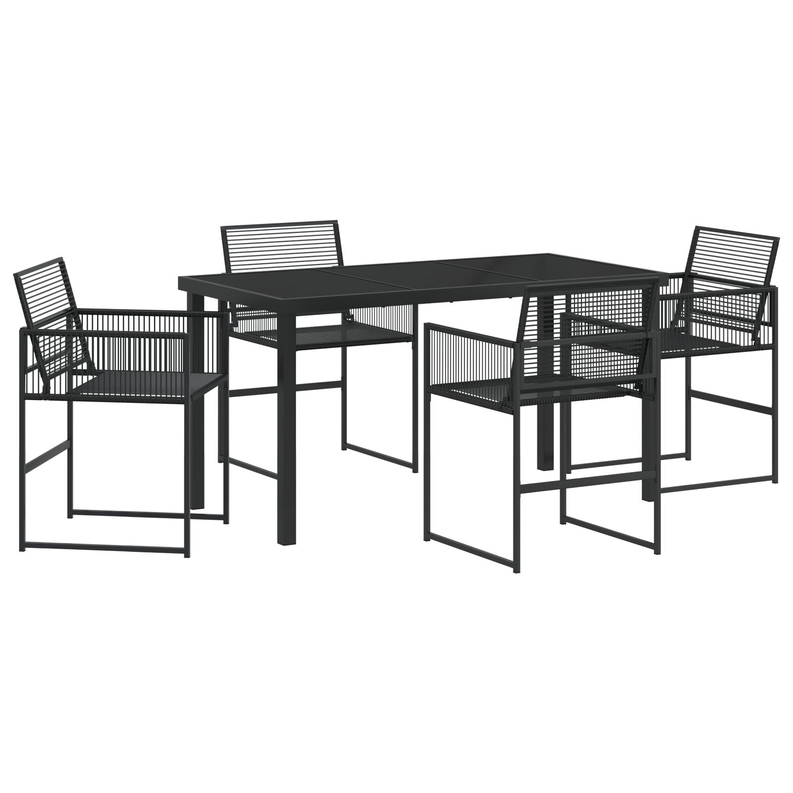 Hage Spisegruppe 5 pcs Svart Poly rattan