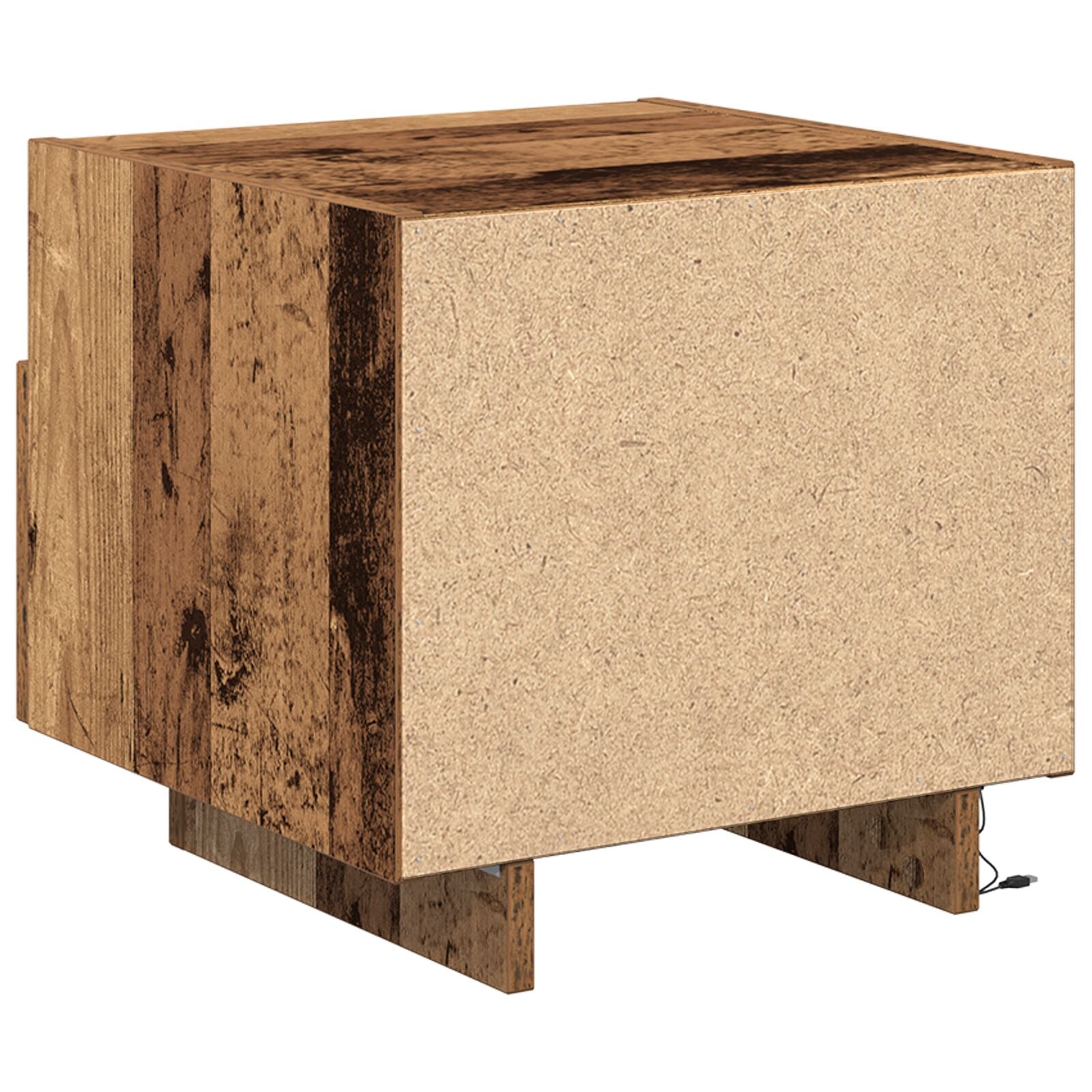 Nattbord med LED-lamper i gammelt tre 40x39x37 cm