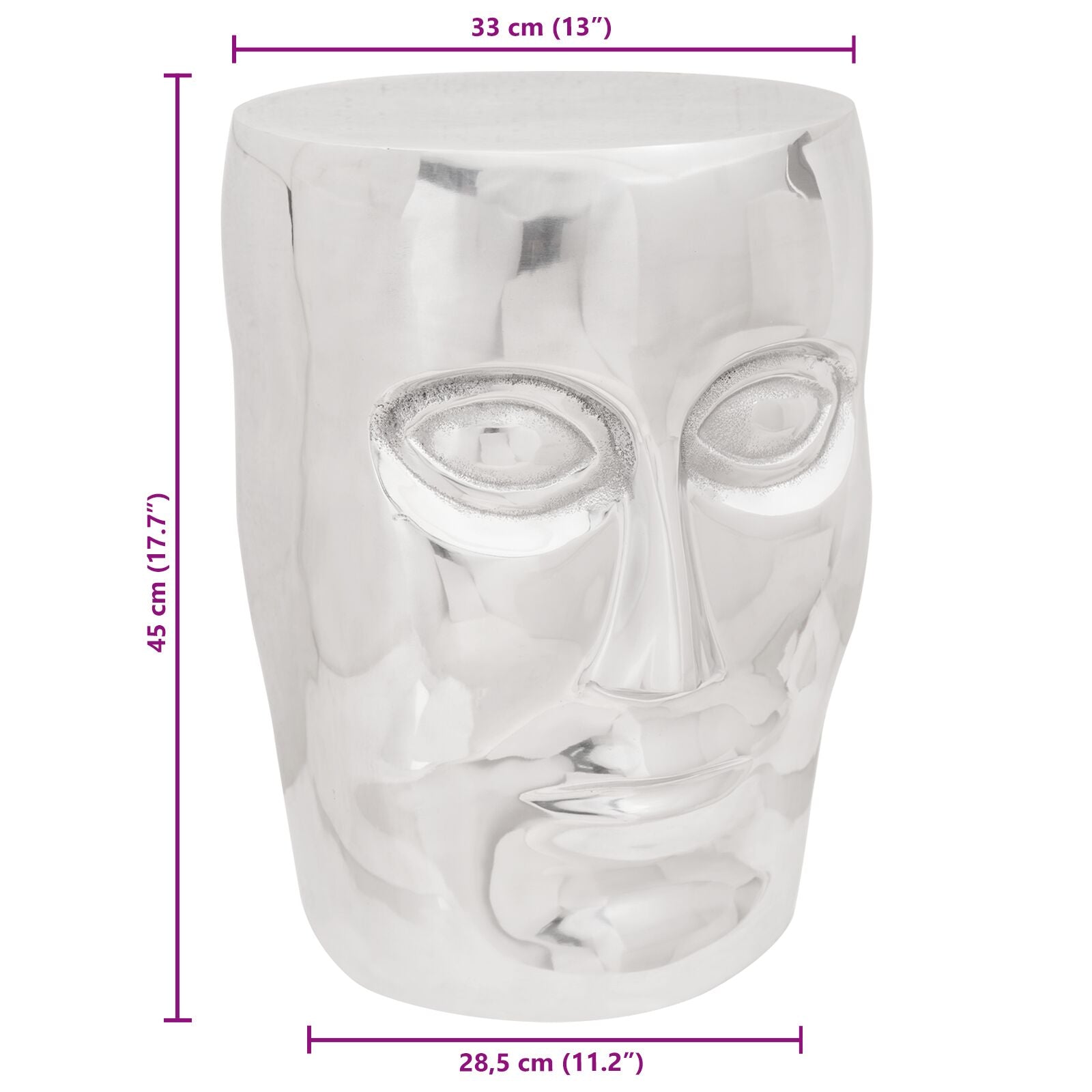 Face Krakk Sølv 33x33x45 cm Aluminium