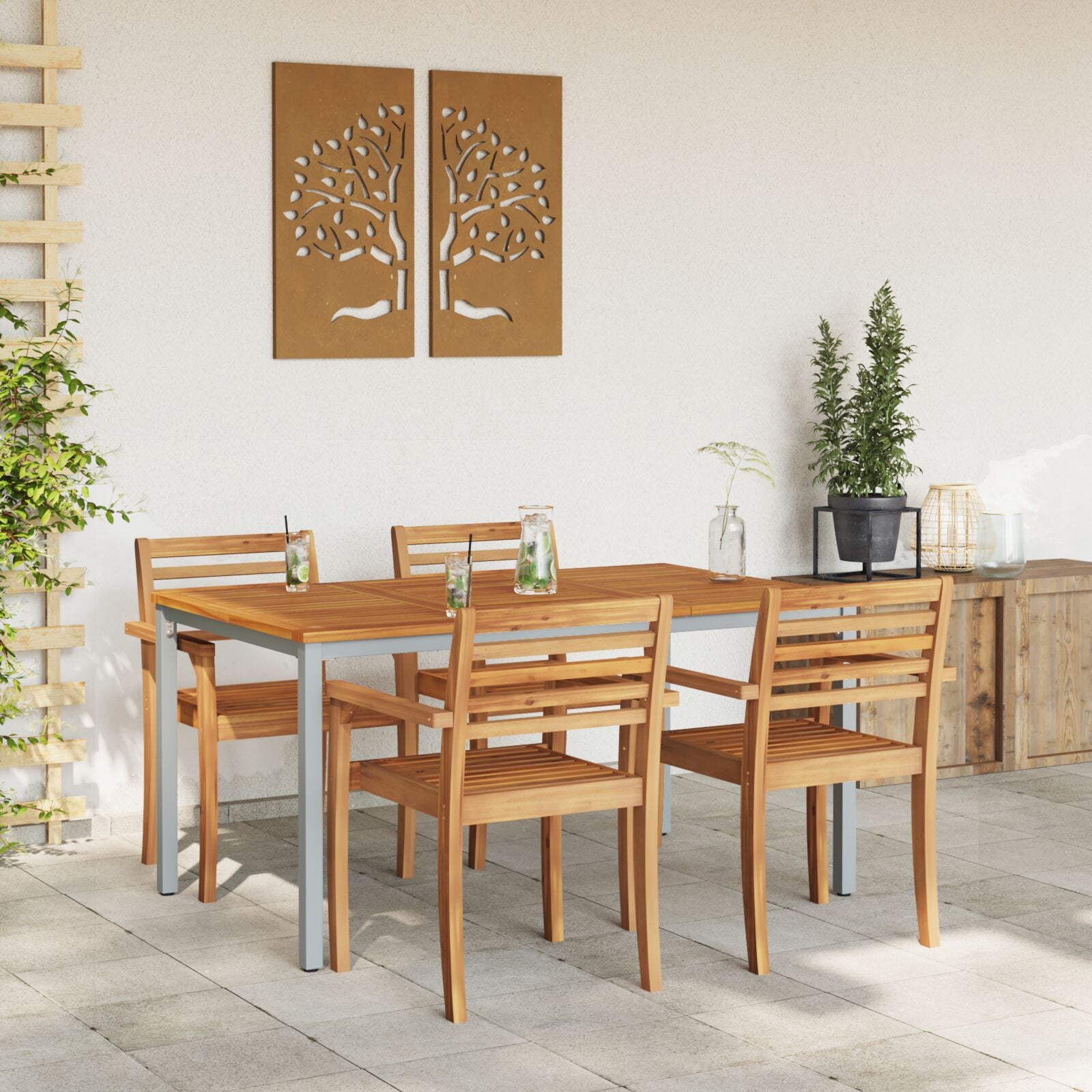 Hagebord 150x90x75 cm Solid Akasietre og Metall