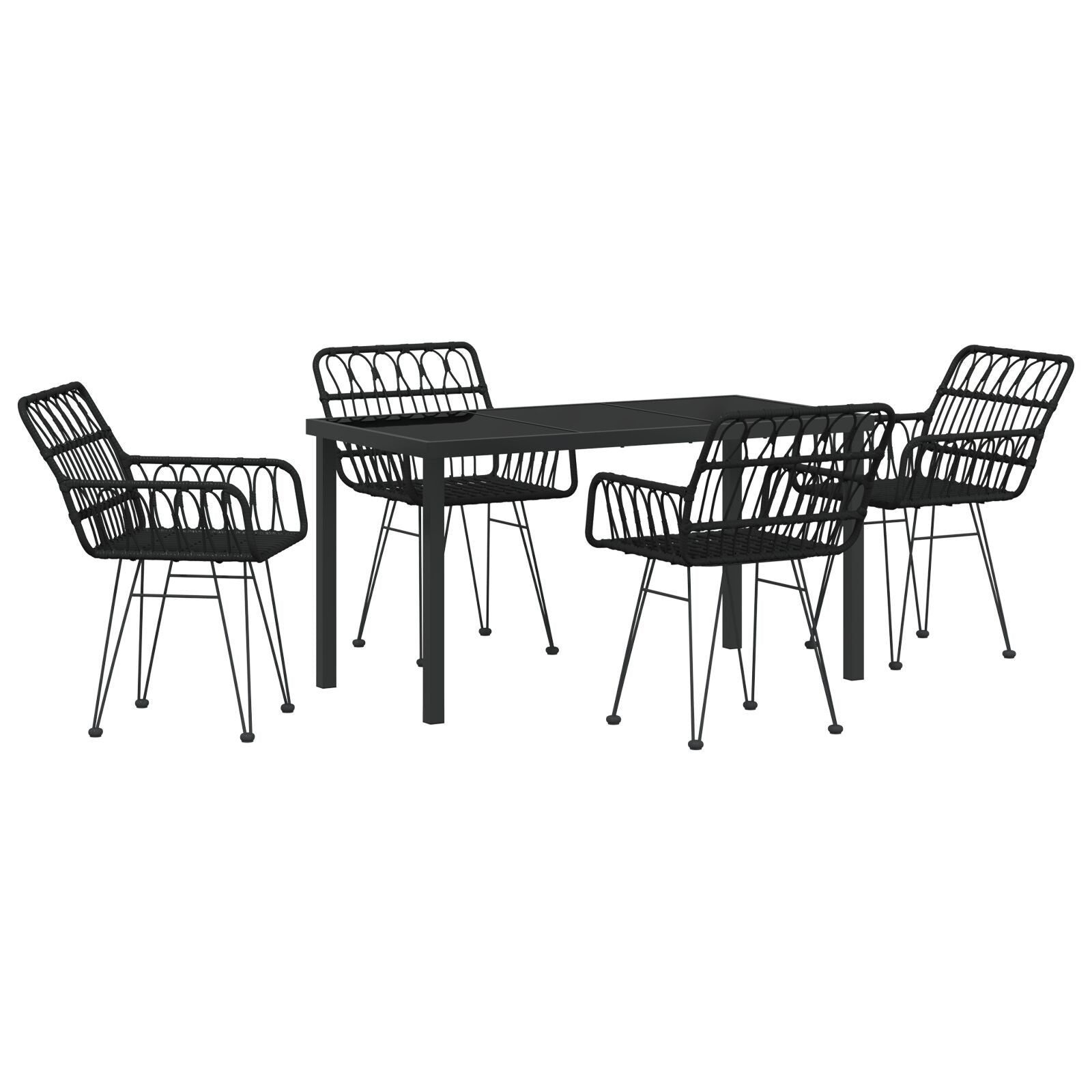 Hage Spisegruppe 5 pcs Svart Poly rattan