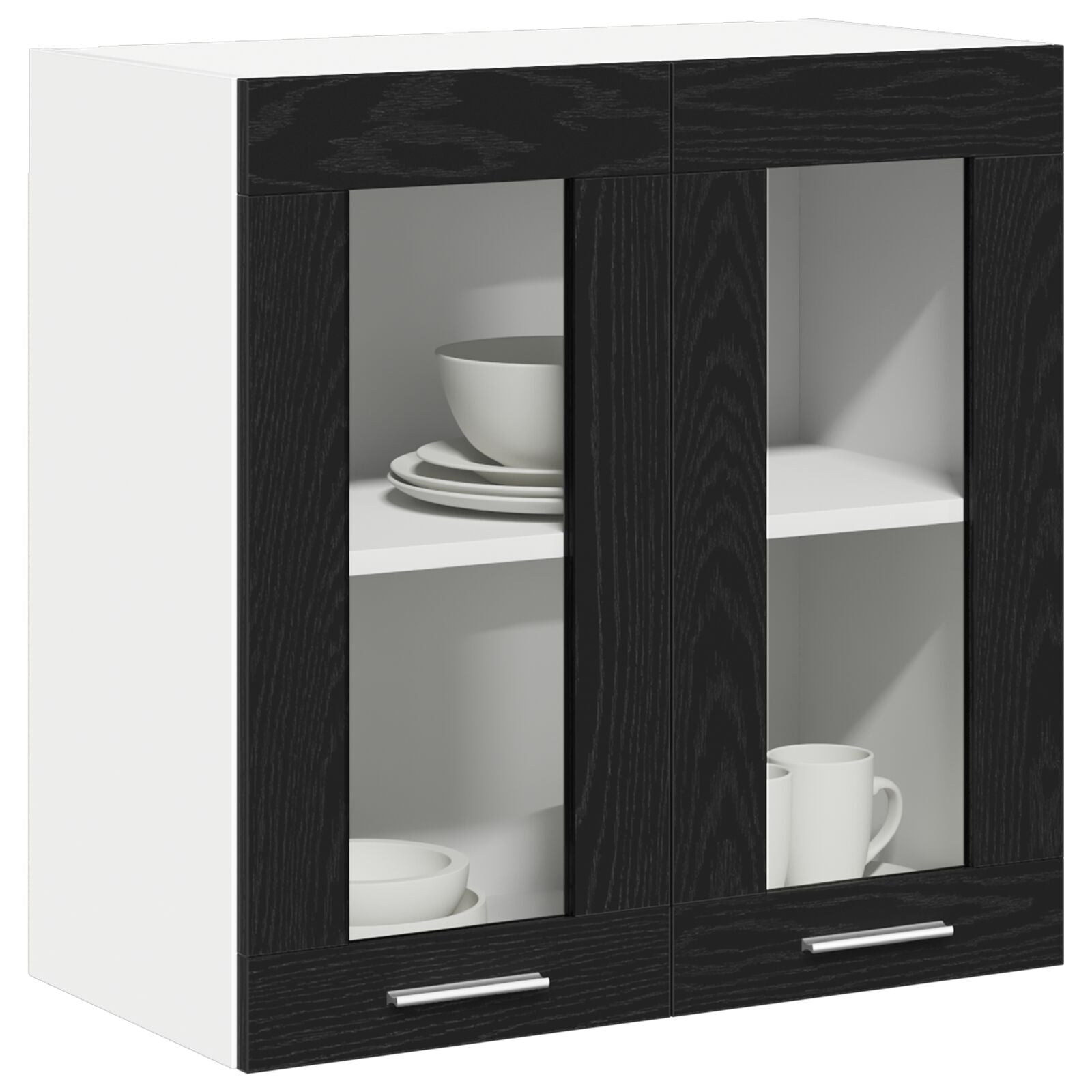 Hengende glasskap Svart eik 60 x 31 x 60 cm Konstruert tre