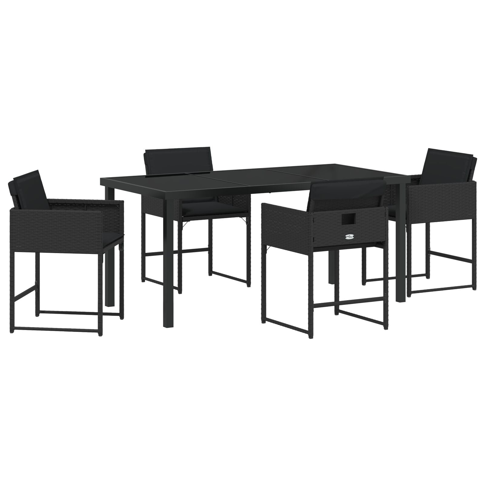 Hage Spisegruppe med pute 5 pcs Svart Poly rattan