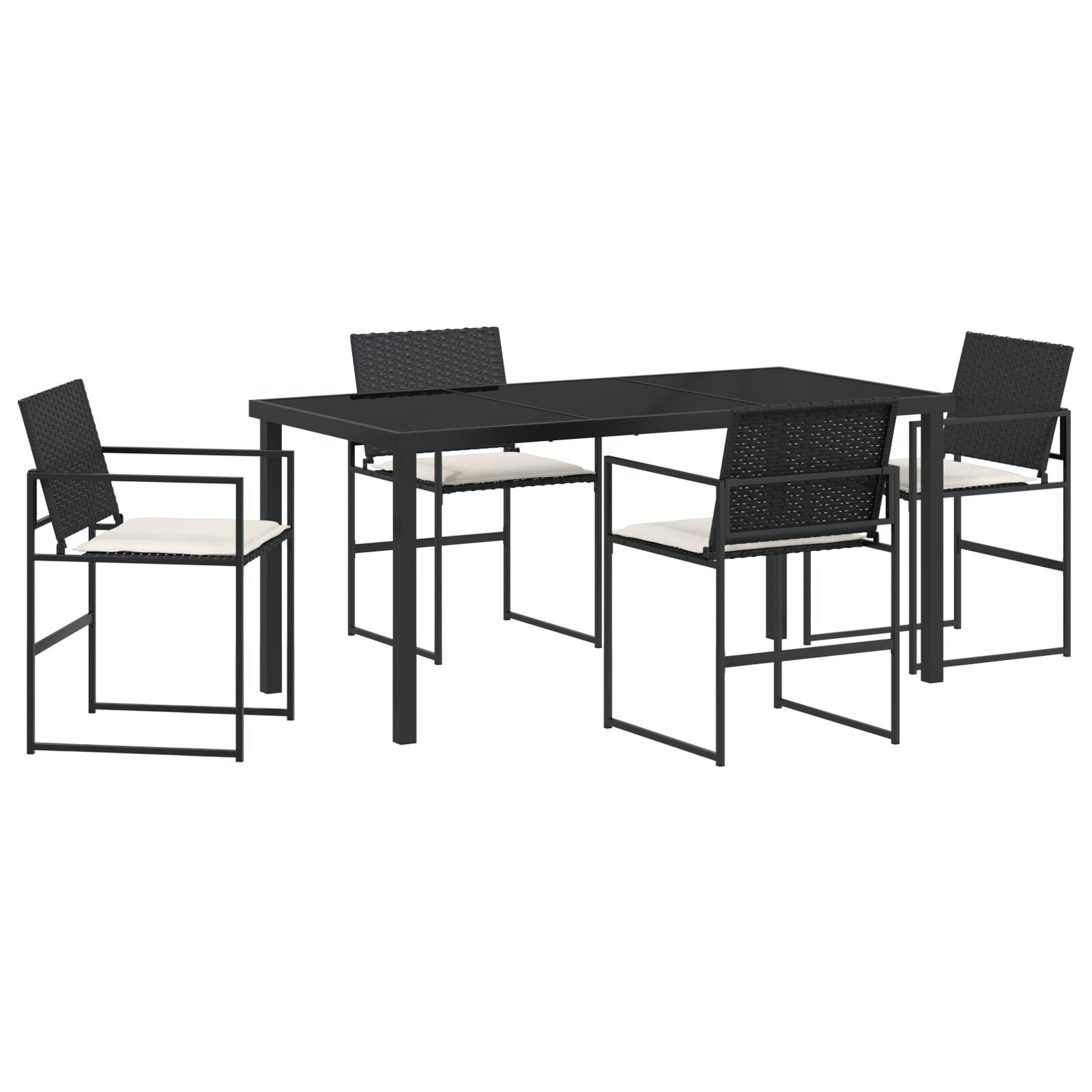 Hage Spisegruppe 5 pcs Svart Poly rattan