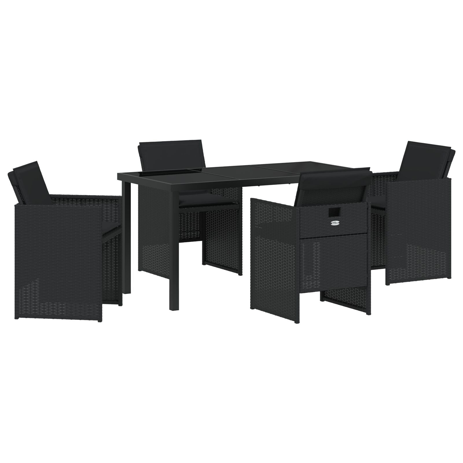 Hage Spisegruppe med pute 5 pcs Svart Poly rattan