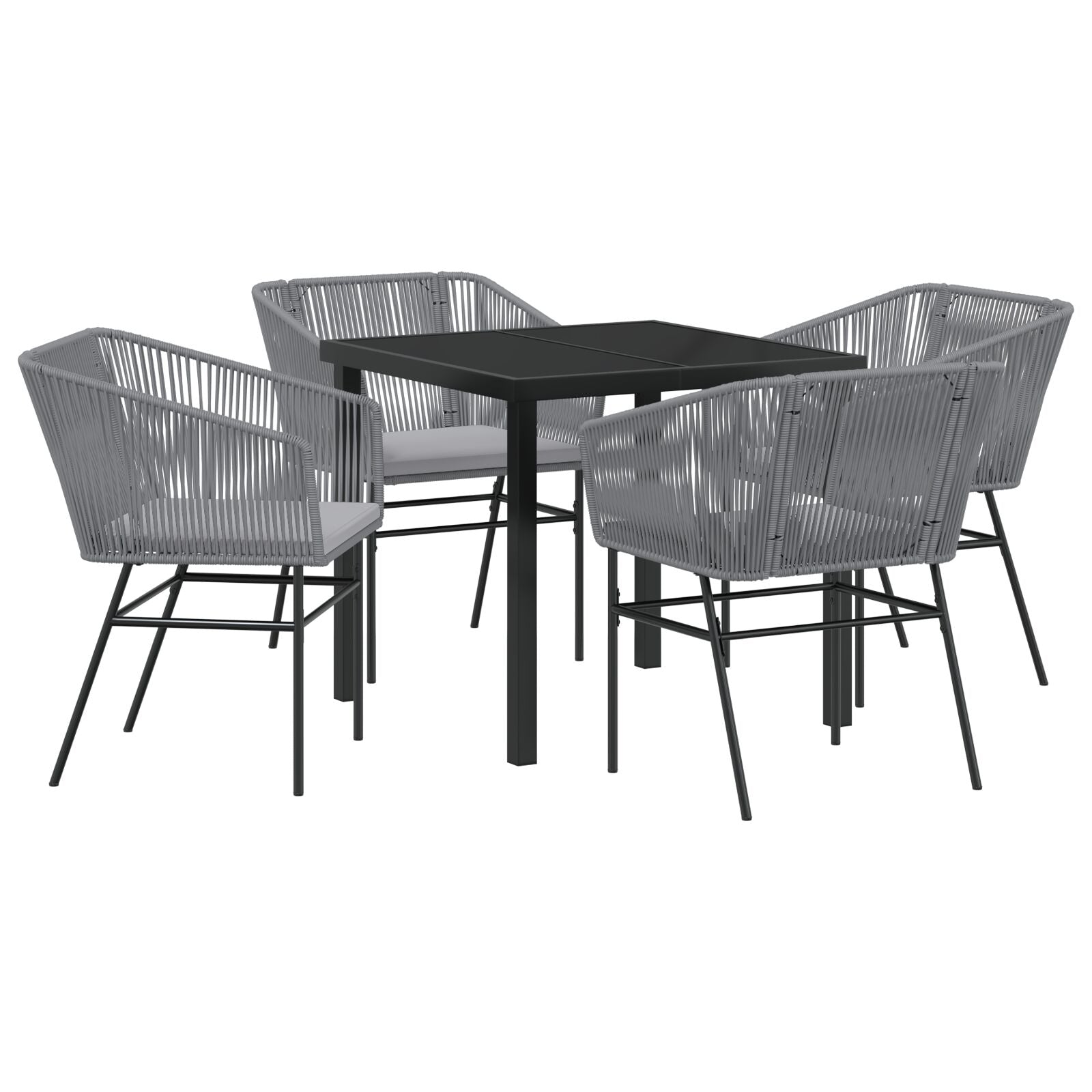 Hage Spisegruppe 5 pcs Grå Poly rattan