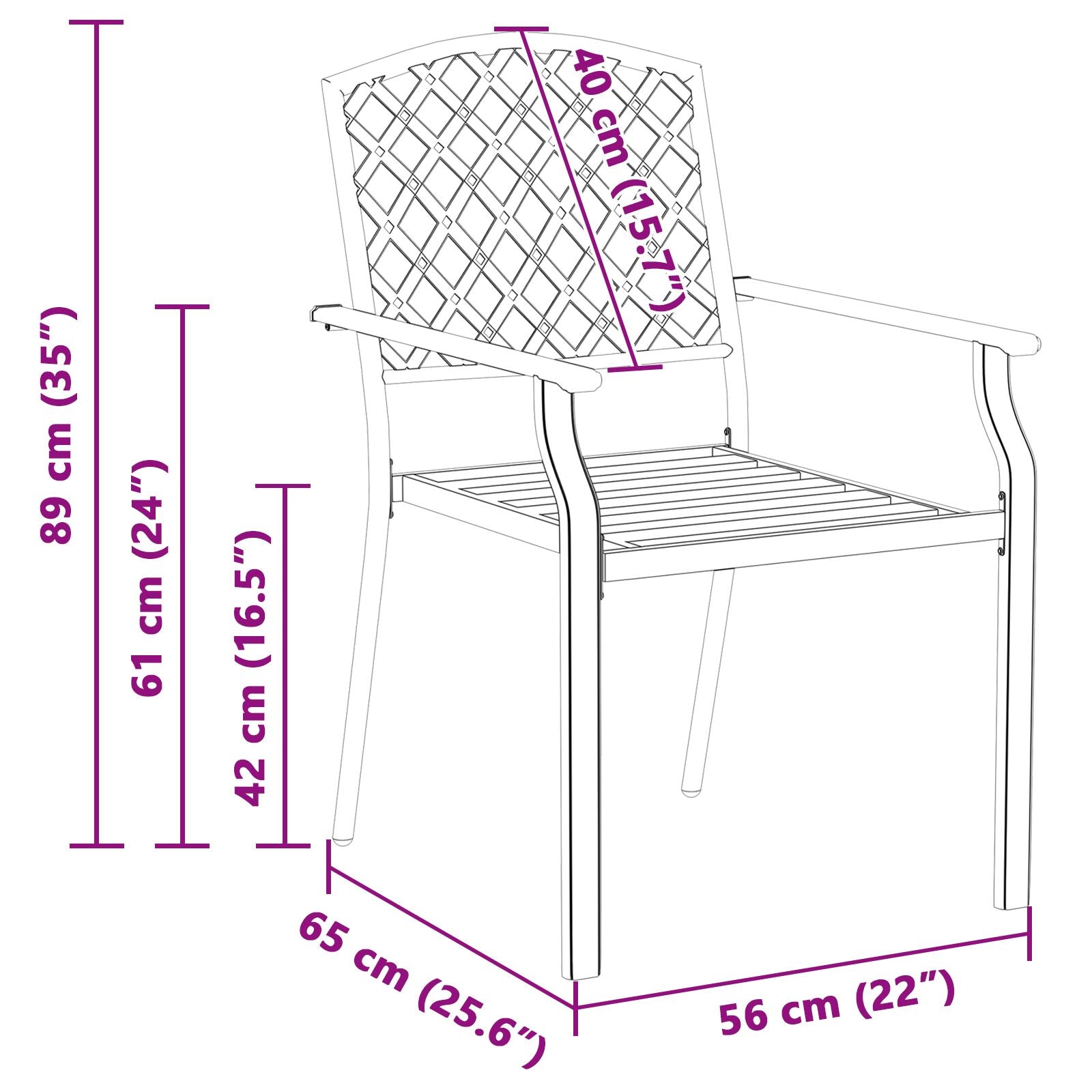Stol 2 pcs Antrasitt 56 x 65 x 89cm Stål