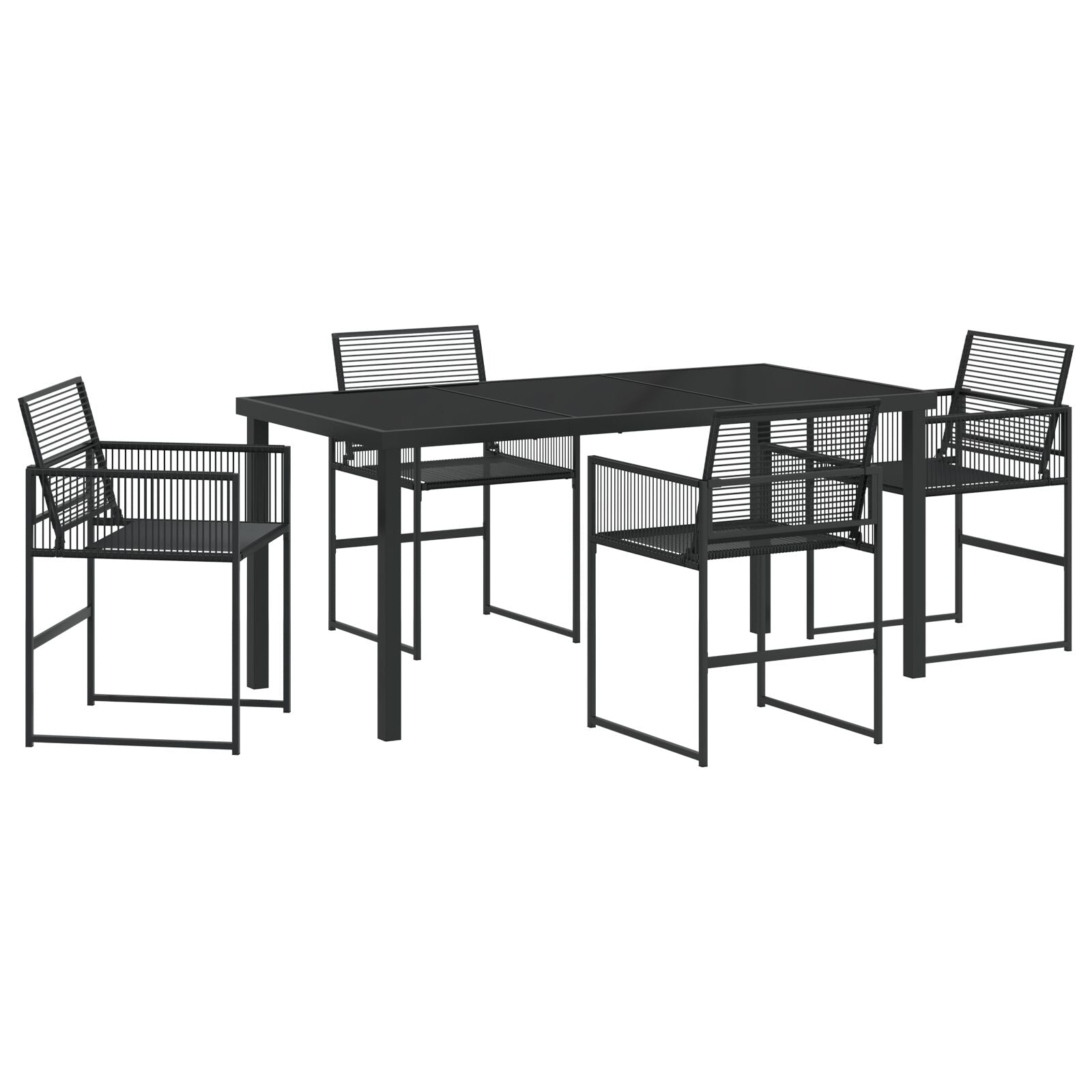 Hage Spisegruppe 5 pcs Svart Poly rattan