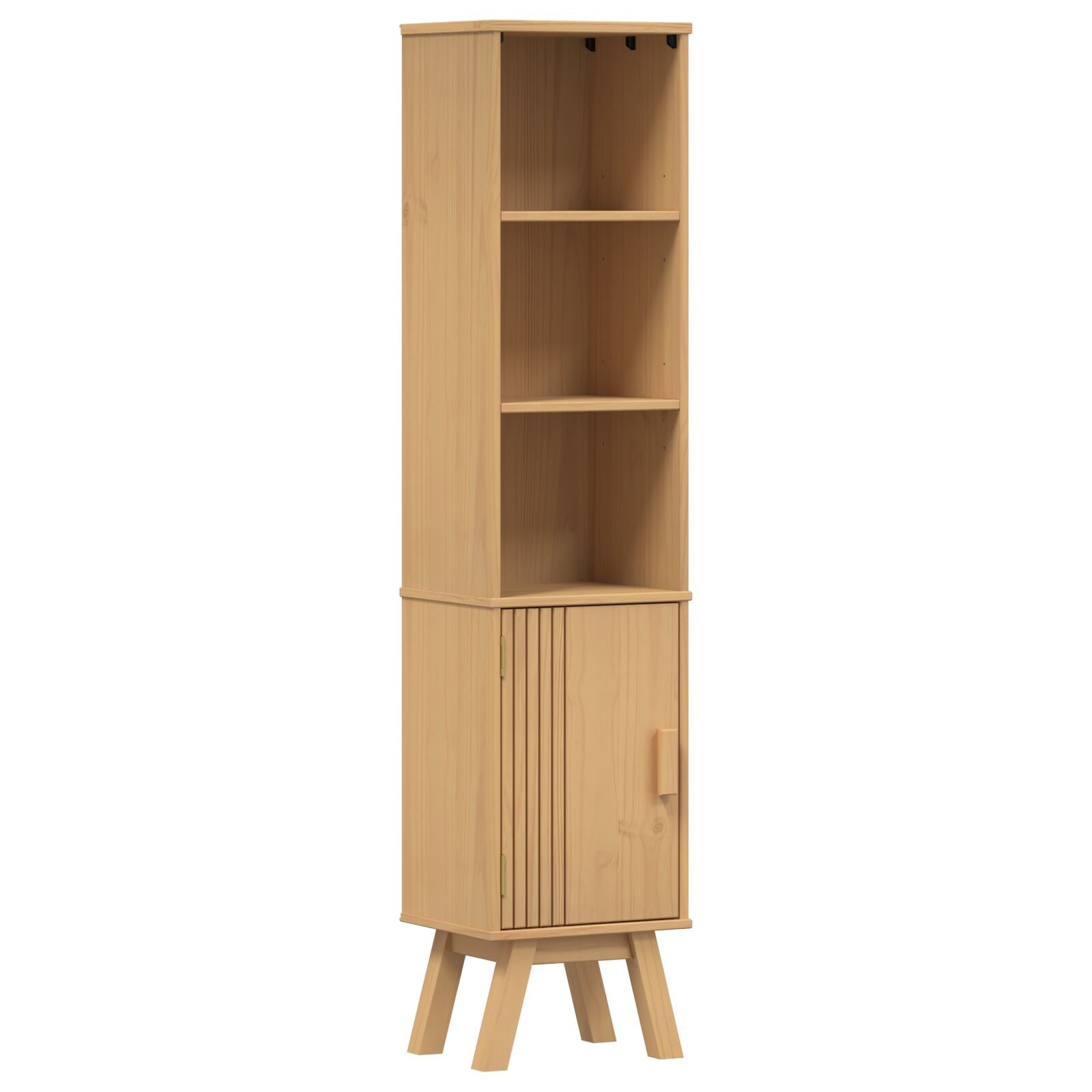 Baderomsskap med hylle Brun 35 x 30 x 159 cm Massivt furutre